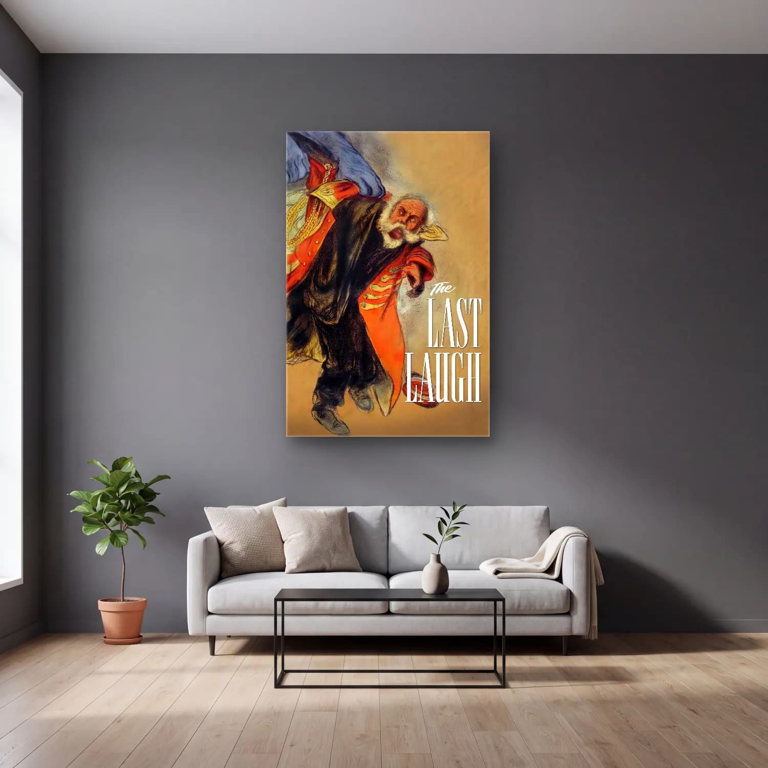 Vintage Poster Noel Baba No. 25 cam tablo — gri duvarlı salonda