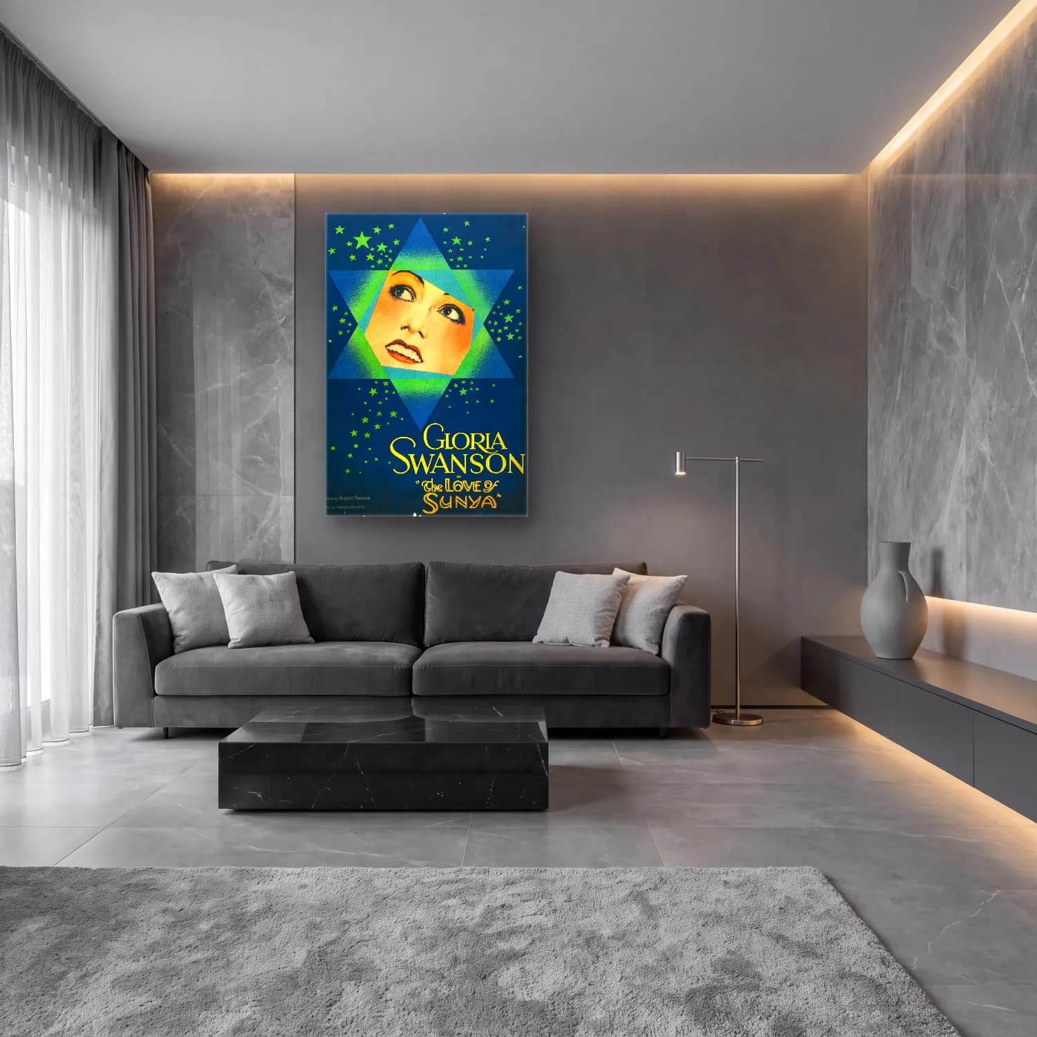 Vintage Poster Şapkalı Kadın No. 17 cam tablo — lüks salon duvarında