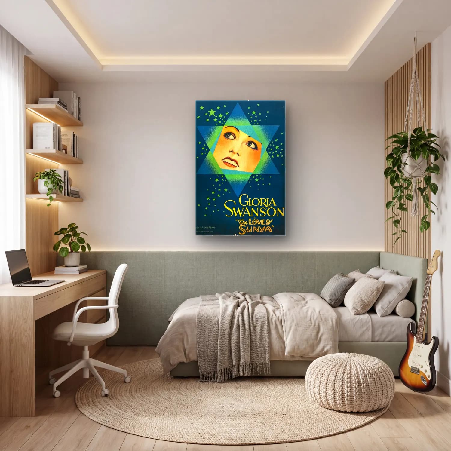 Vintage Poster Şapkalı Kadın No. 17 cam tablo — genç odasında