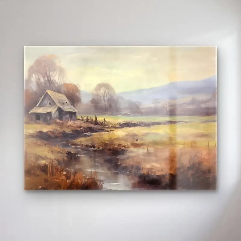 Yağlı Boya Kır Evi No. 70 cam tablo — Yağlı Boya Kır Evi No. 70 — yağlı boya kır evi