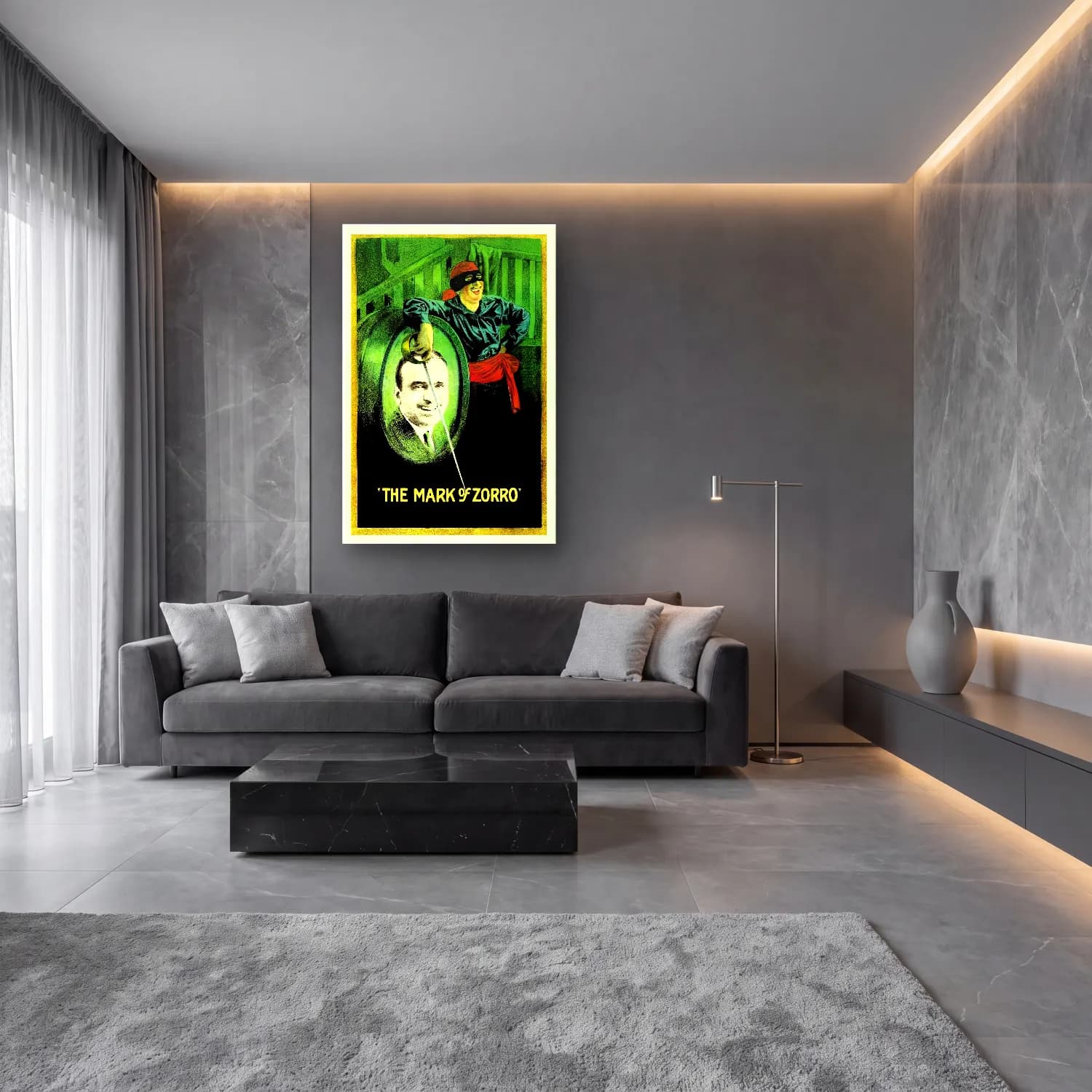 Vintage Poster Erkek Portresi No. 17 cam tablo — lüks salon duvarında