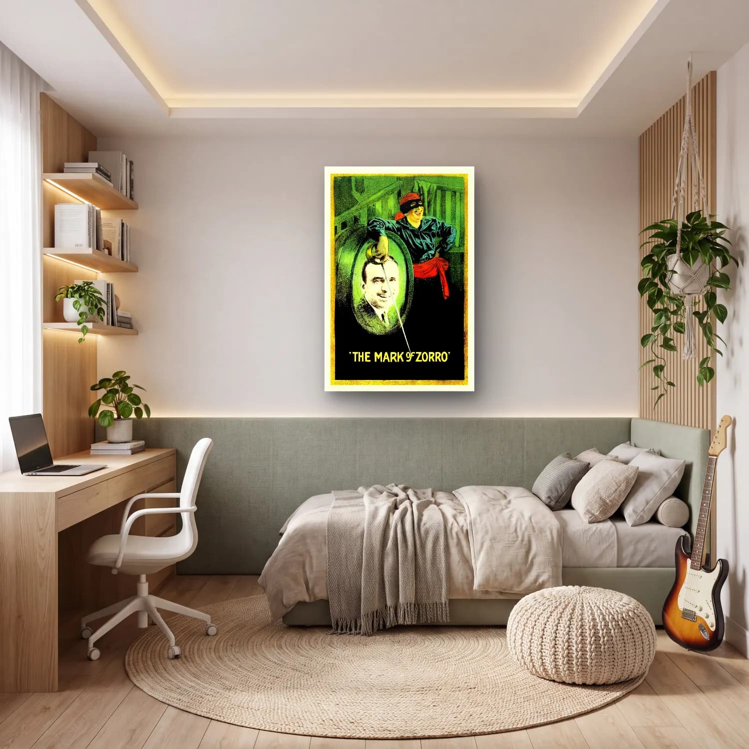 Vintage Poster Erkek Portresi No. 17 cam tablo — genç odasında