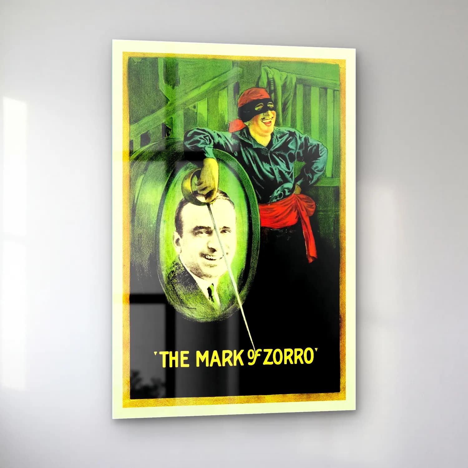 Vintage Poster Erkek Portresi No. 17 cam tablo — sol açıdan görünüm