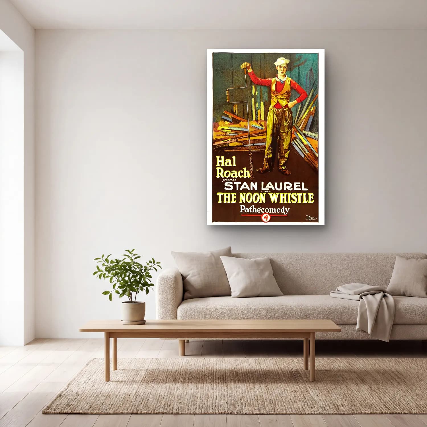 Vintage Poster Vintage İç Mekân – Sarı Tonlar cam tablo — açık renk salonda