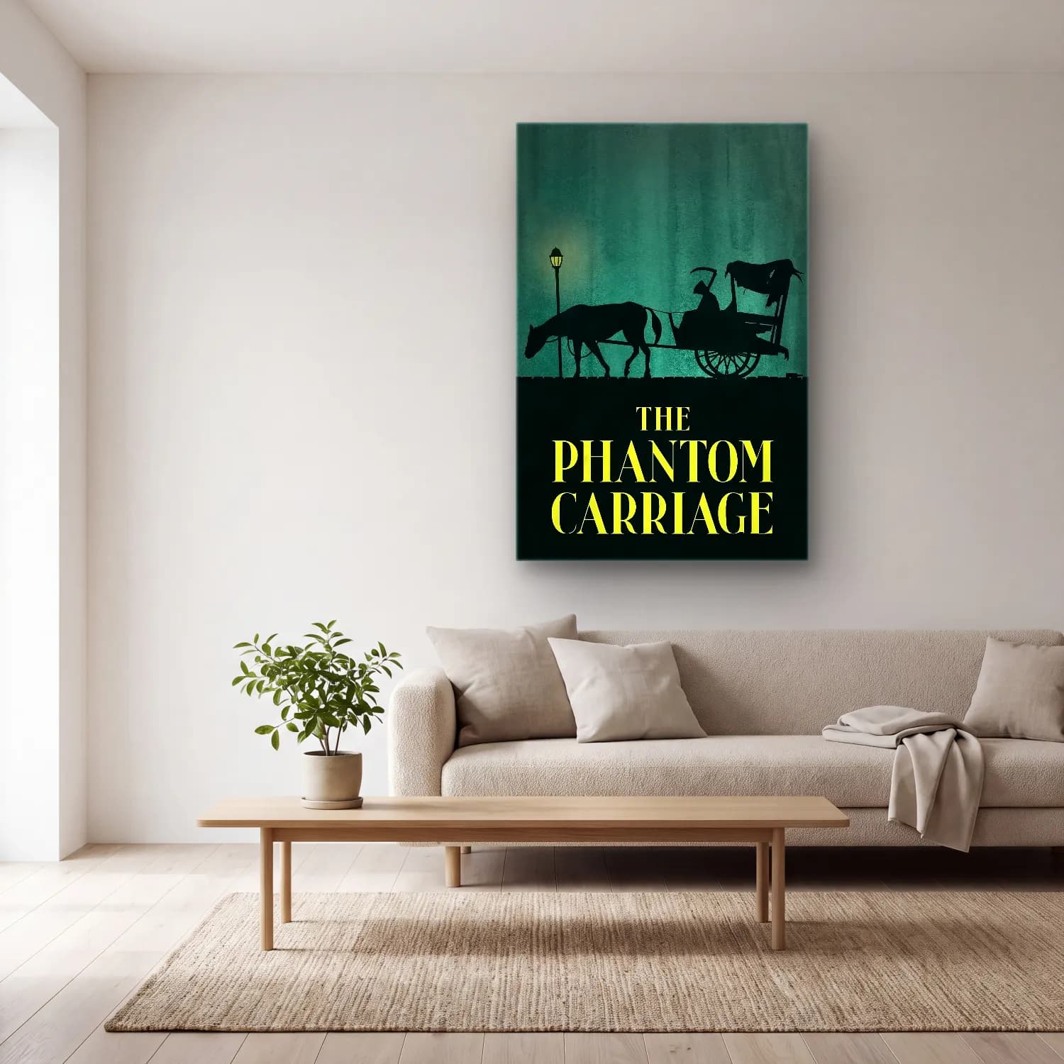 Vintage Poster Piyano – Turkuaz Tonlar cam tablo — açık renk salonda