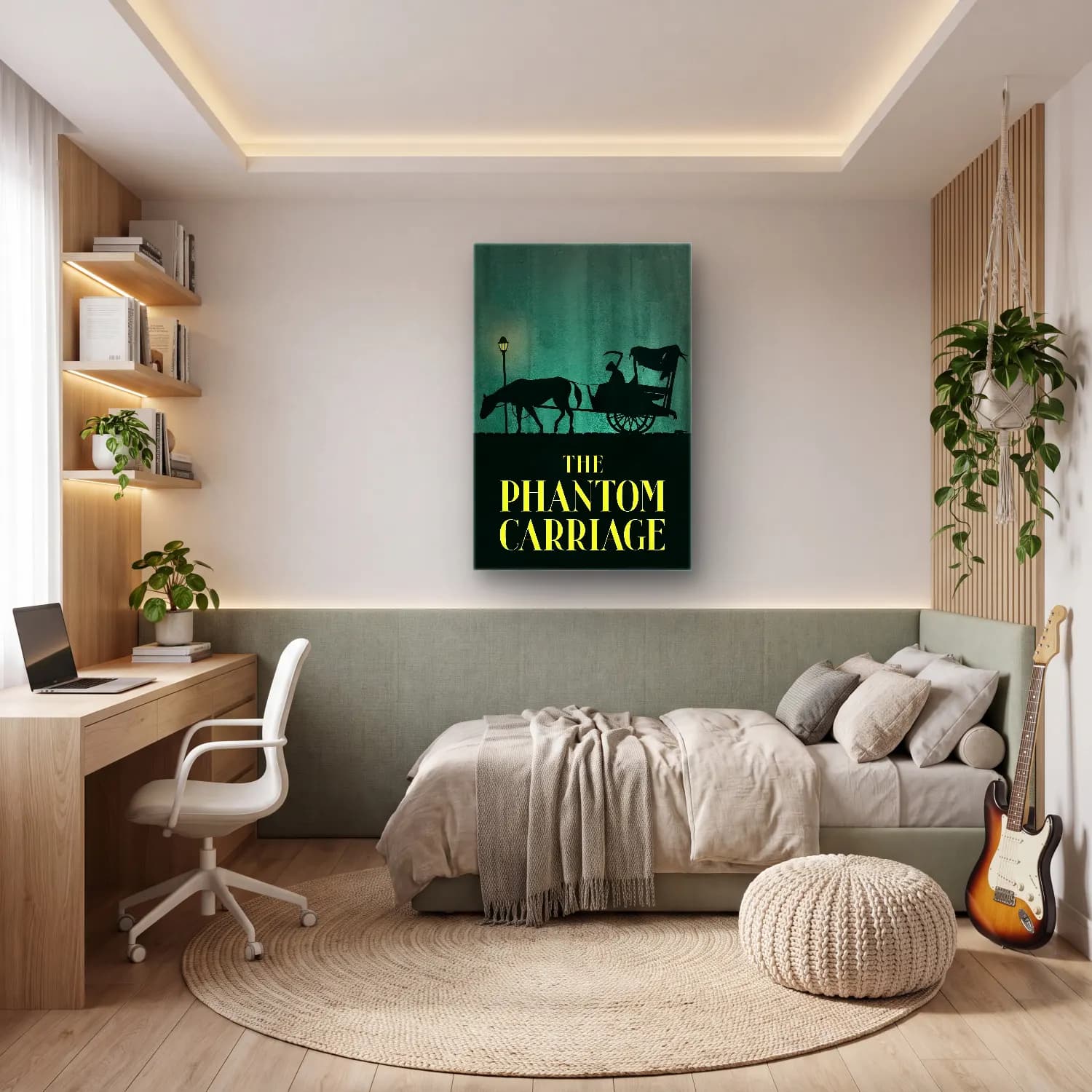 Vintage Poster Piyano – Turkuaz Tonlar cam tablo — genç odasında