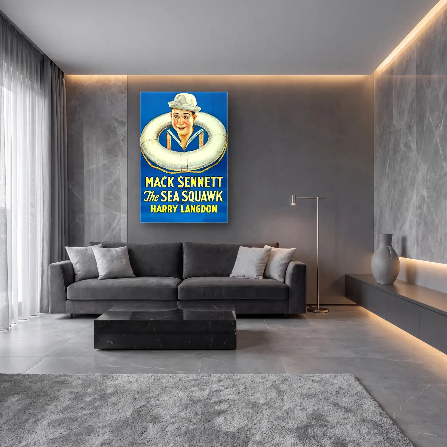 Vintage Poster Yelken Yarışı – Sarı Tonlar cam tablo — lüks salon duvarında