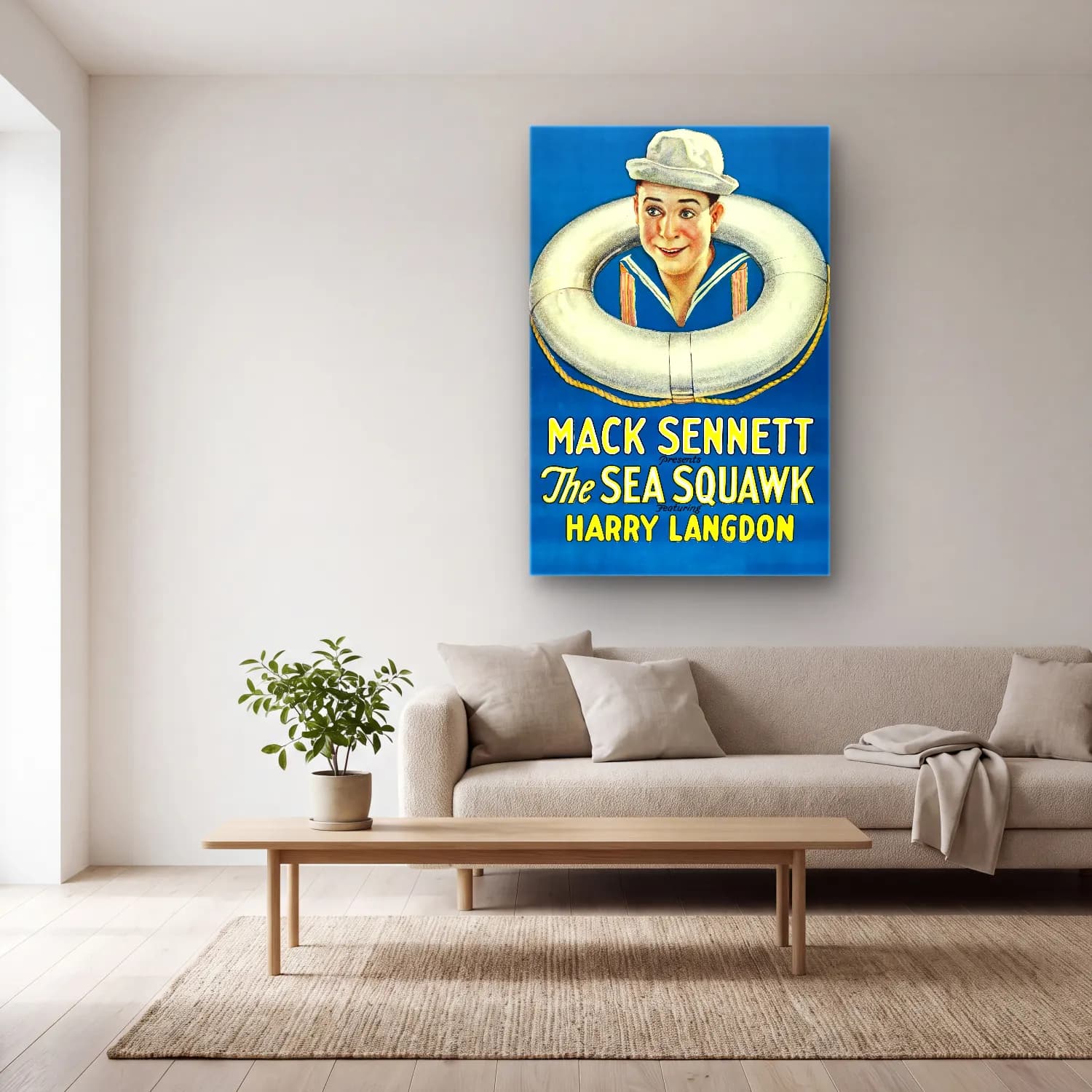 Vintage Poster Yelken Yarışı – Sarı Tonlar cam tablo — açık renk salonda