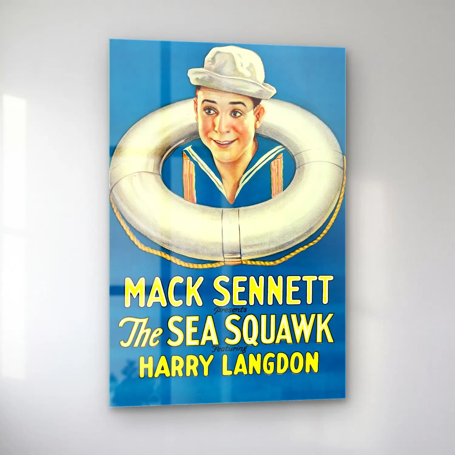 Vintage Poster Yelken Yarışı – Sarı Tonlar cam tablo — sol açıdan görünüm