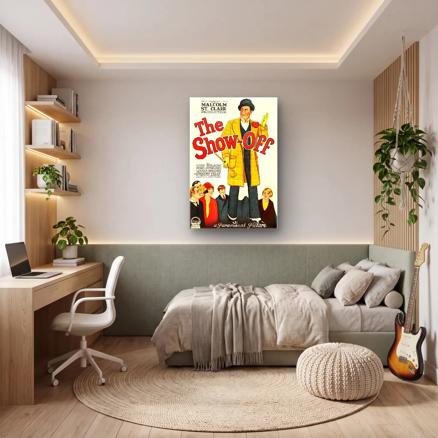 Vintage Poster Yazılı Tasarım No. 69 cam tablo — genç odasında