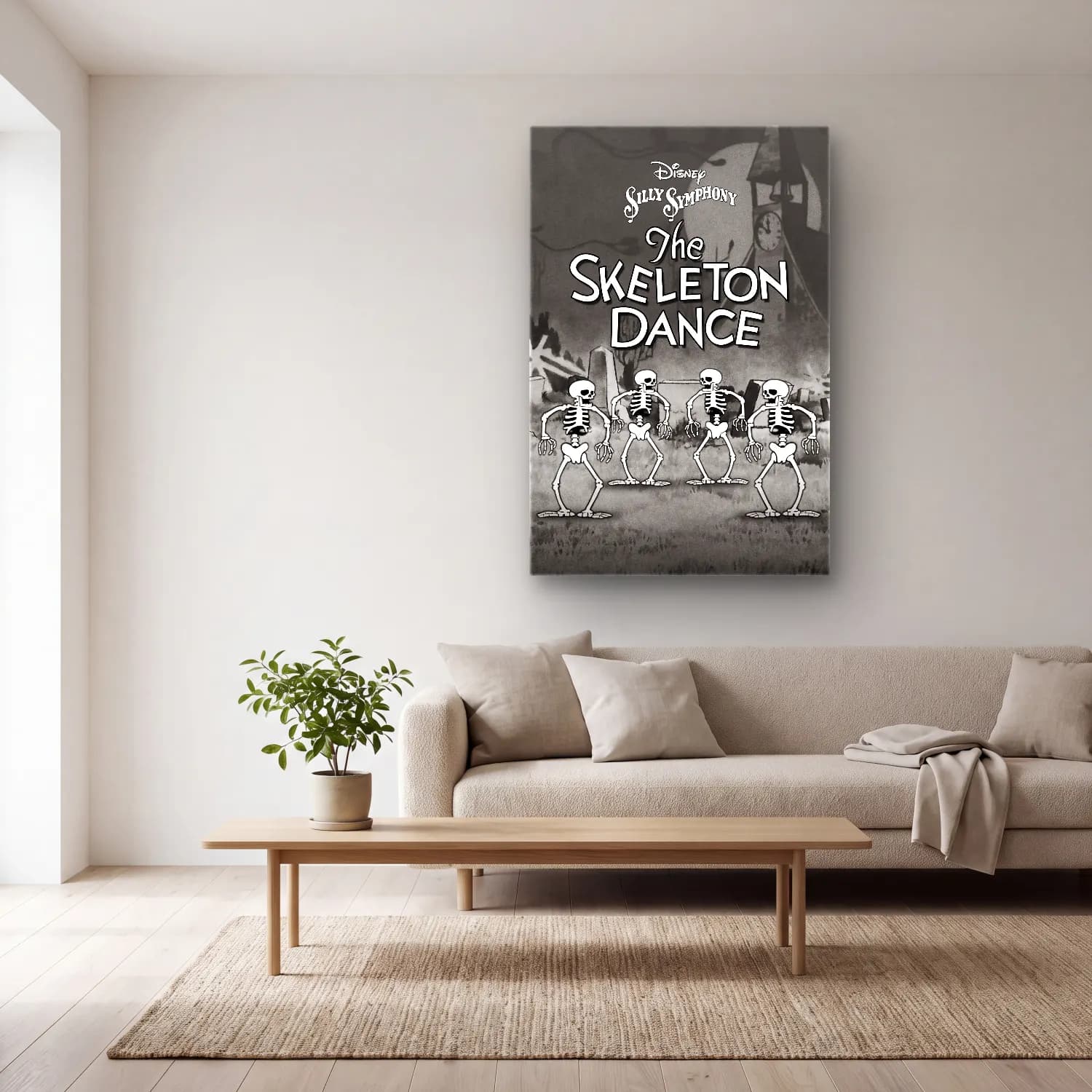 Vintage Poster Dansçılar No. 16 cam tablo — açık renk salonda