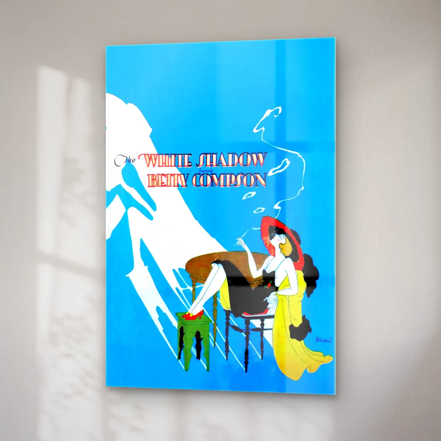 Vintage Poster Kadın Silueti cam tablo — sağ açıdan görünüm