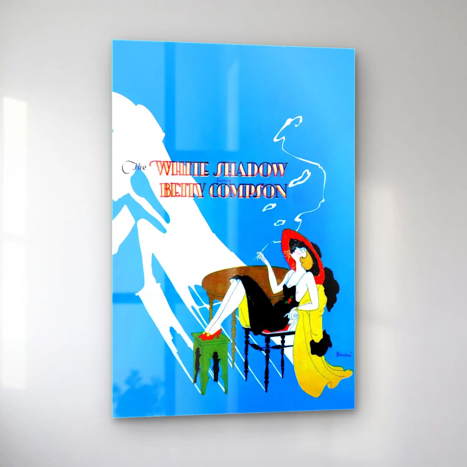 Vintage Poster Kadın Silueti cam tablo — sol açıdan görünüm