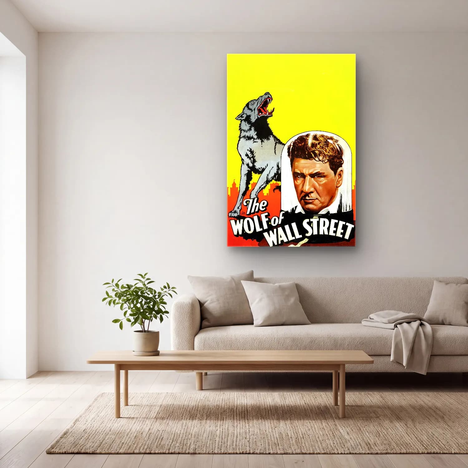 Vintage Poster Kurt – Siyah Beyaz Tonlar cam tablo — açık renk salonda