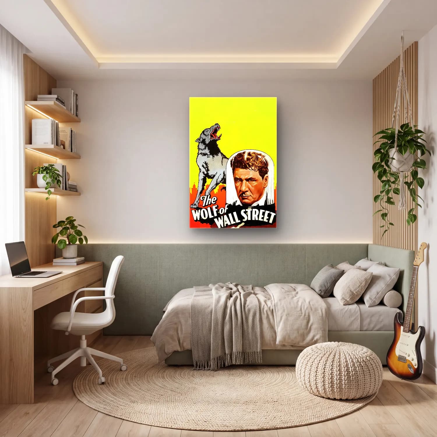 Vintage Poster Kurt – Siyah Beyaz Tonlar cam tablo — genç odasında