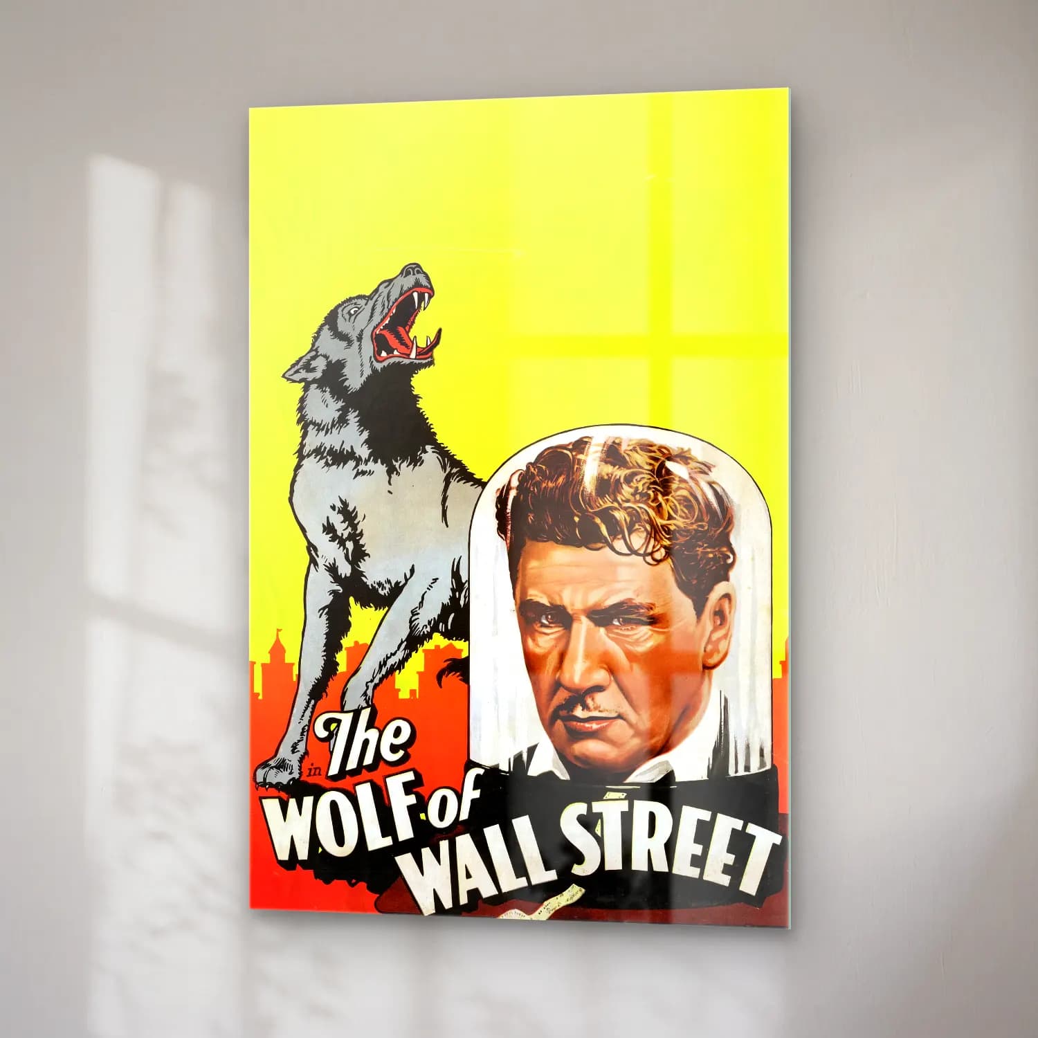 Vintage Poster Kurt – Siyah Beyaz Tonlar cam tablo — sağ açıdan görünüm