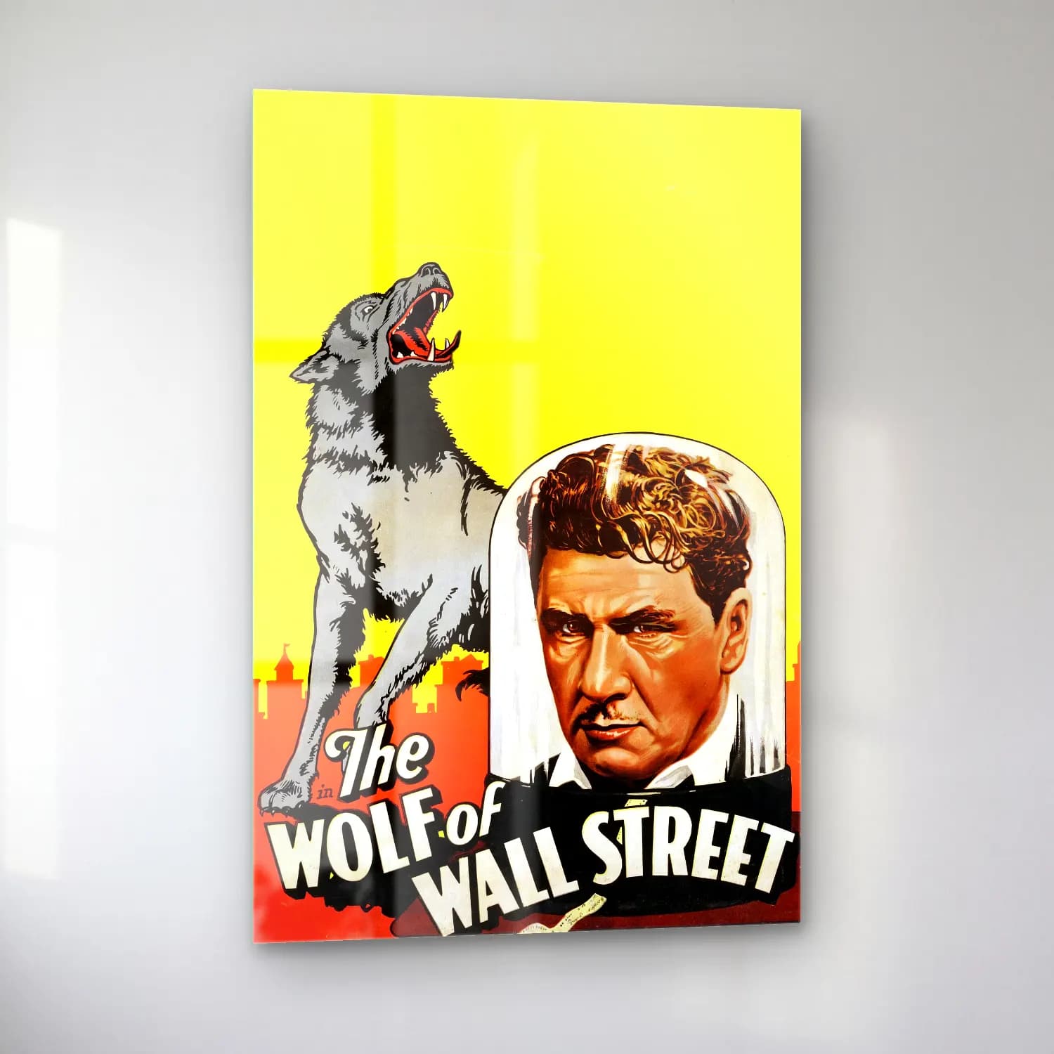 Vintage Poster Kurt – Siyah Beyaz Tonlar cam tablo — sol açıdan görünüm