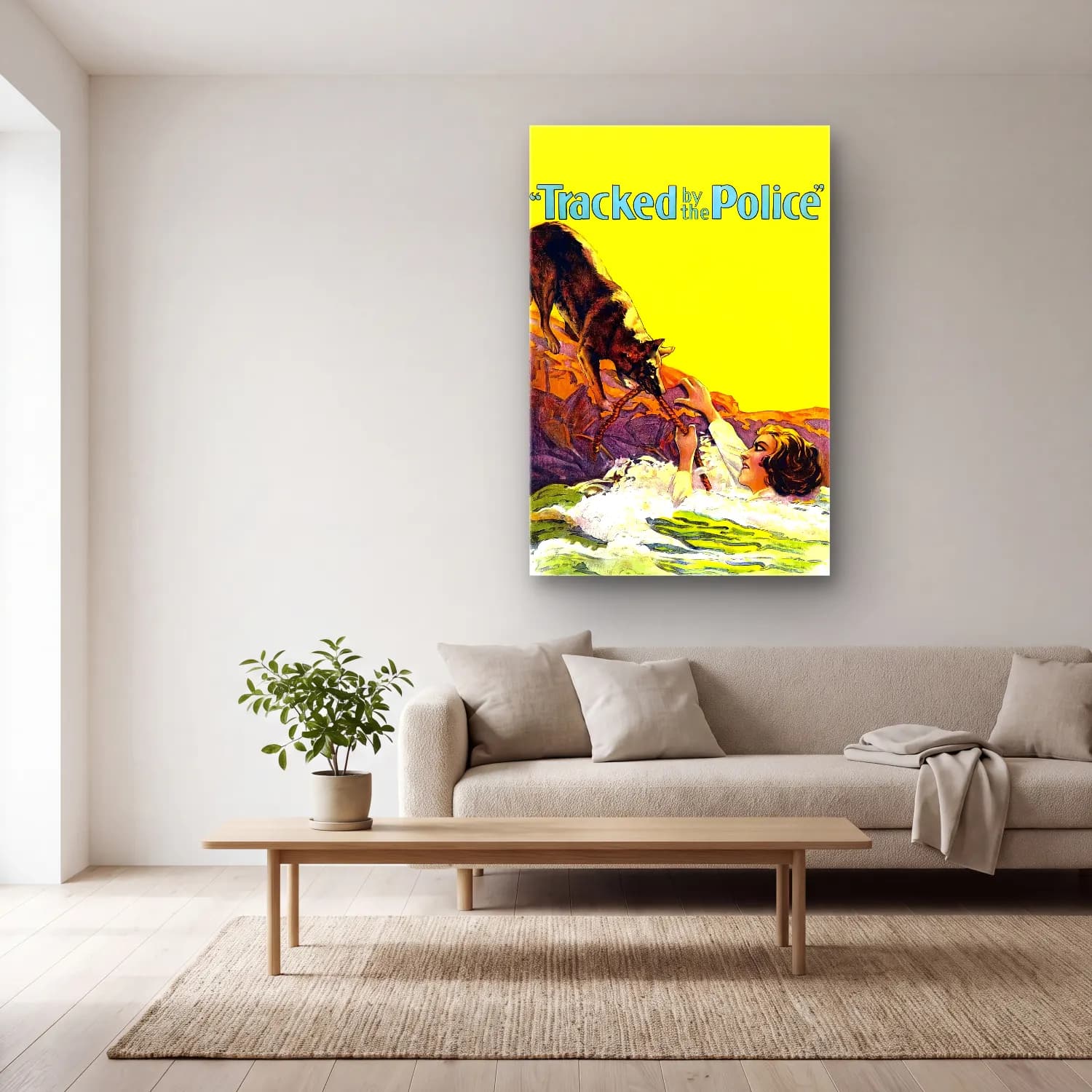 Vintage Poster Kurt – Sarı Tonlar cam tablo — açık renk salonda