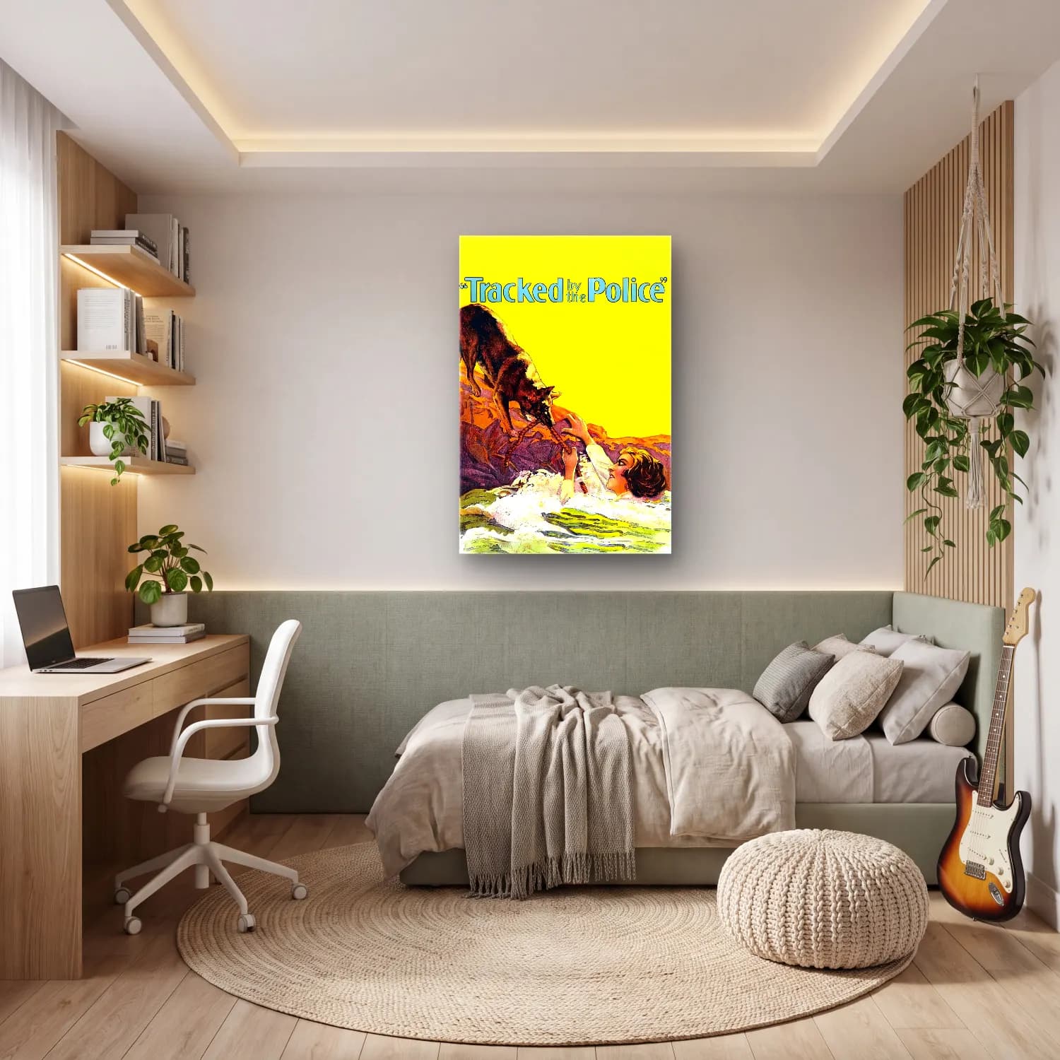 Vintage Poster Kurt – Sarı Tonlar cam tablo — genç odasında