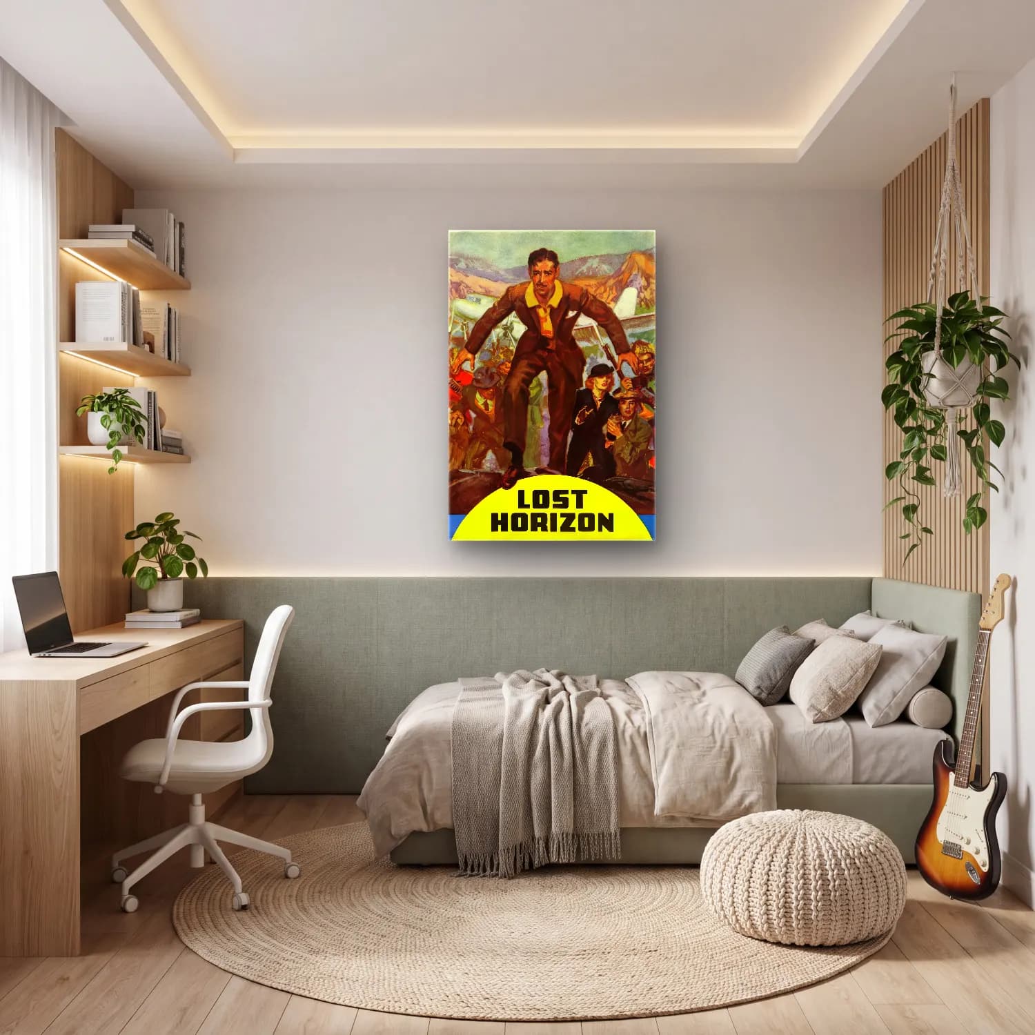 Vintage Poster Erkek Portresi No. 19 cam tablo — genç odasında