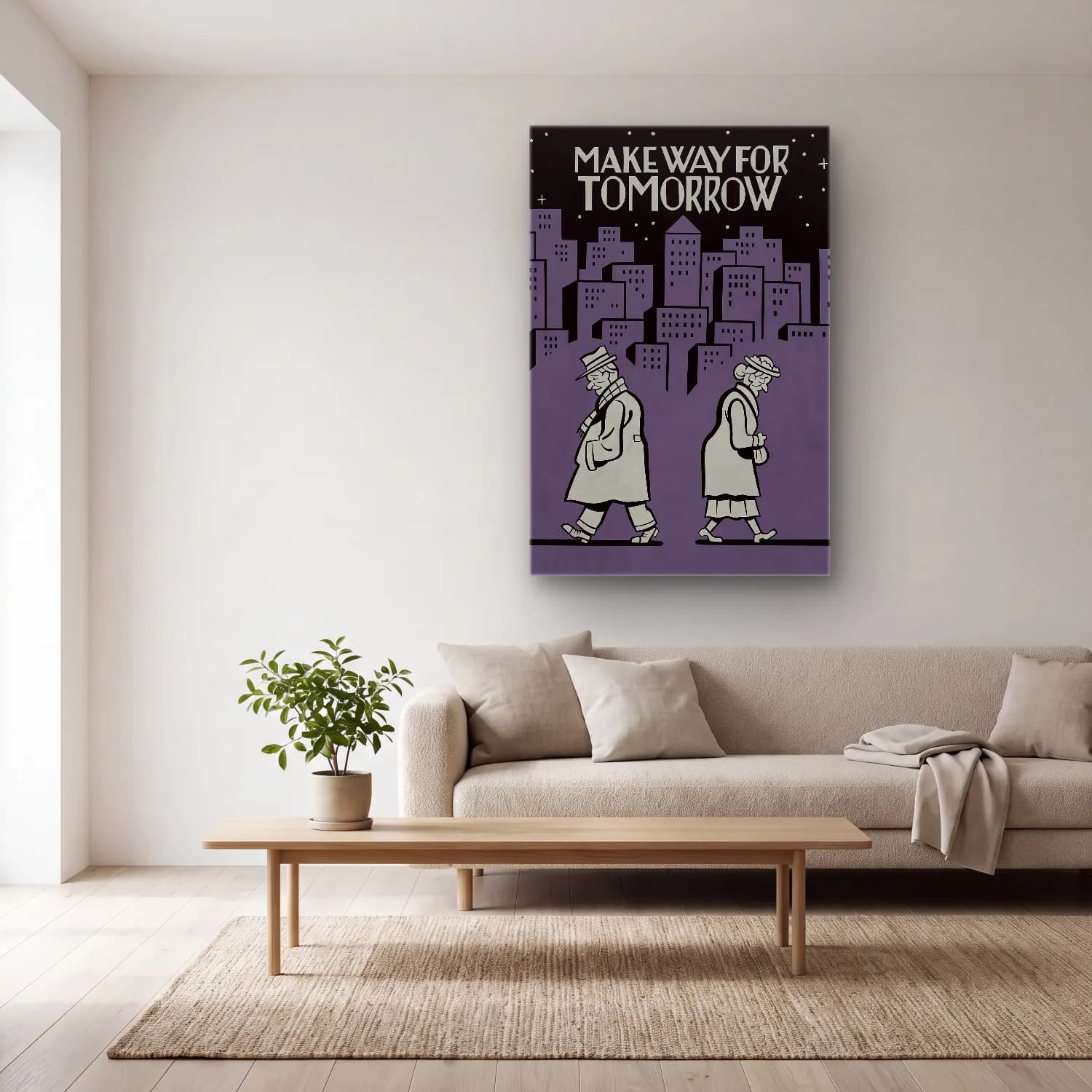 Vintage Poster Japon Şehri – Siyah Beyaz Tonlar cam tablo — açık renk salonda