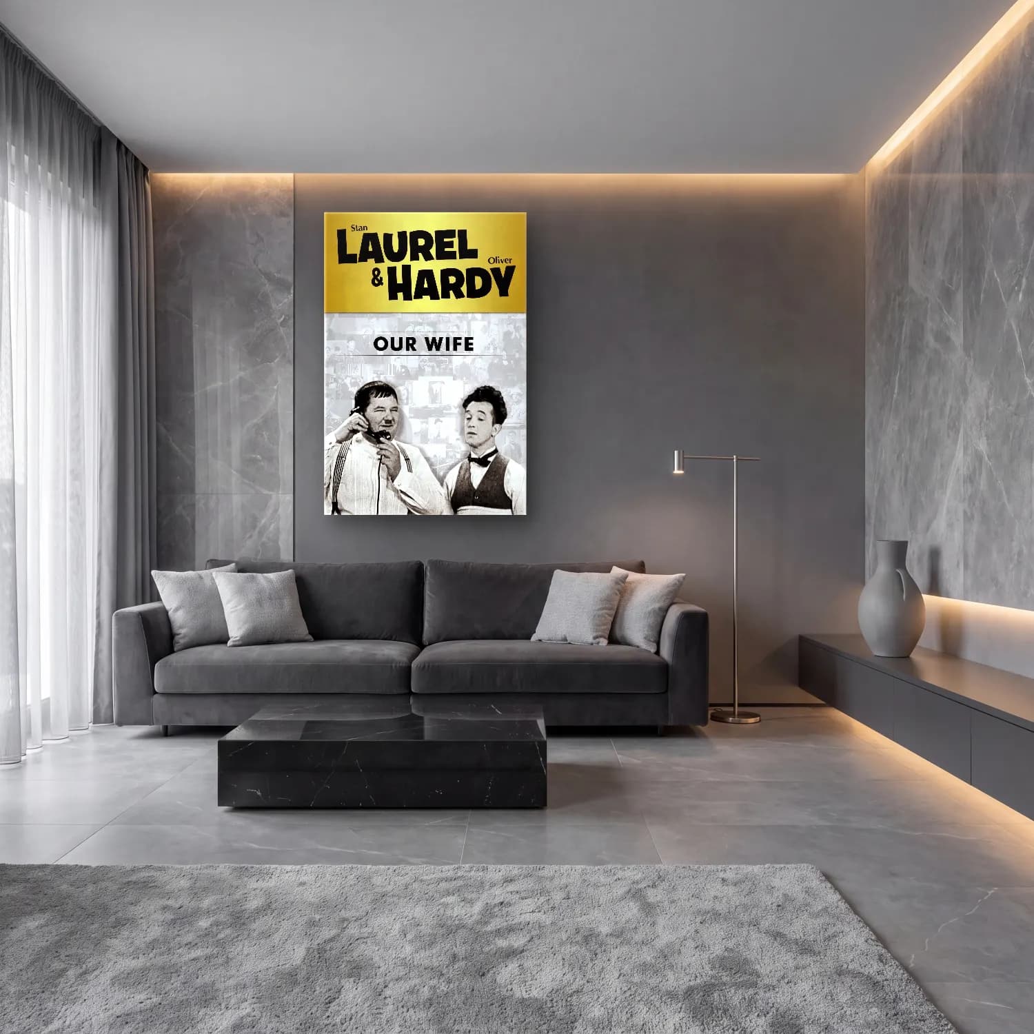 Vintage Poster Yazılı Tasarım No. 71 cam tablo — lüks salon duvarında
