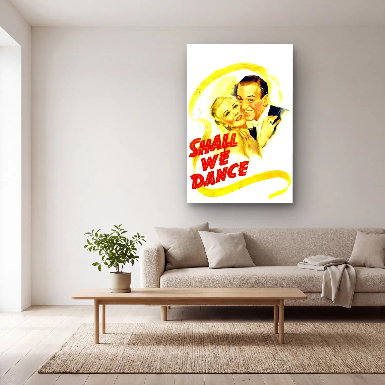 Vintage Poster Dansçılar No. 17 cam tablo — açık renk salonda