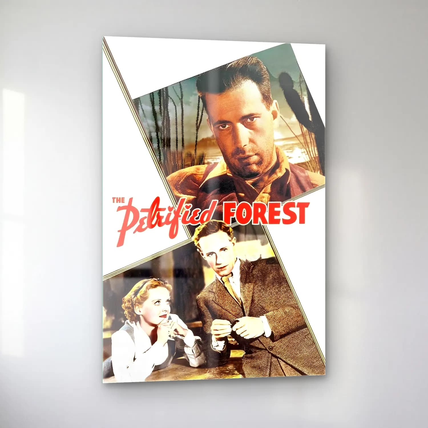 Vintage Poster Orman – Yeşil Tonlar cam tablo — sol açıdan görünüm