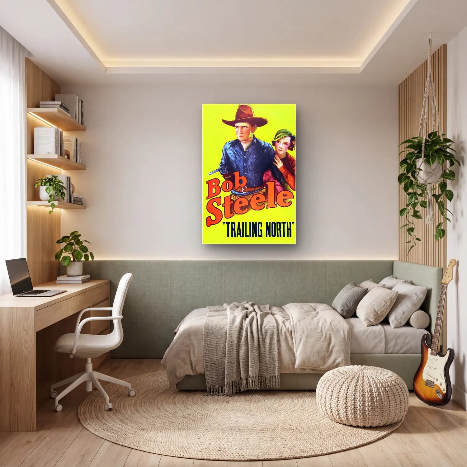 Vintage Poster Erkek Portresi No. 20 cam tablo — genç odasında