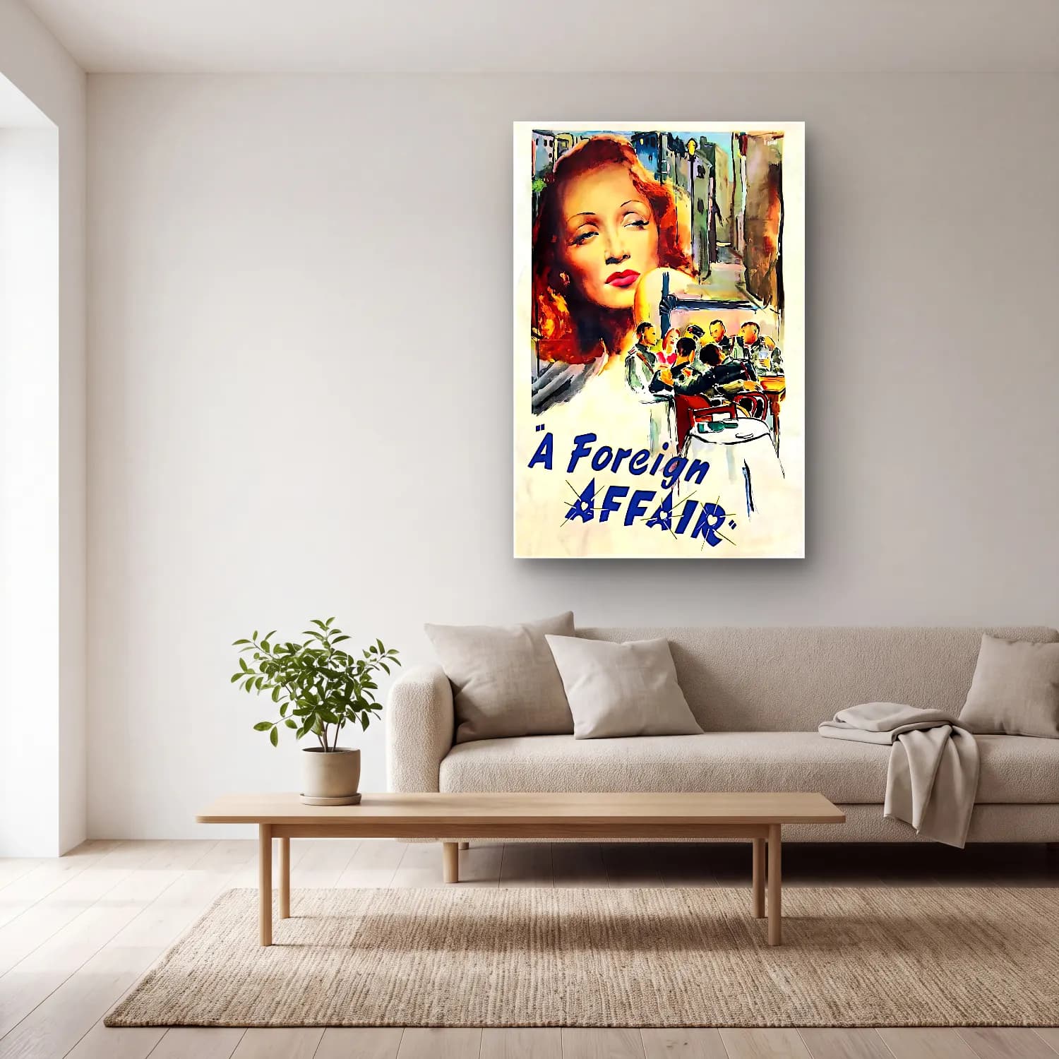 Vintage Poster Kafeli Avrupa Sokağı – Siyah Beyaz Tonlar cam tablo — açık renk salonda