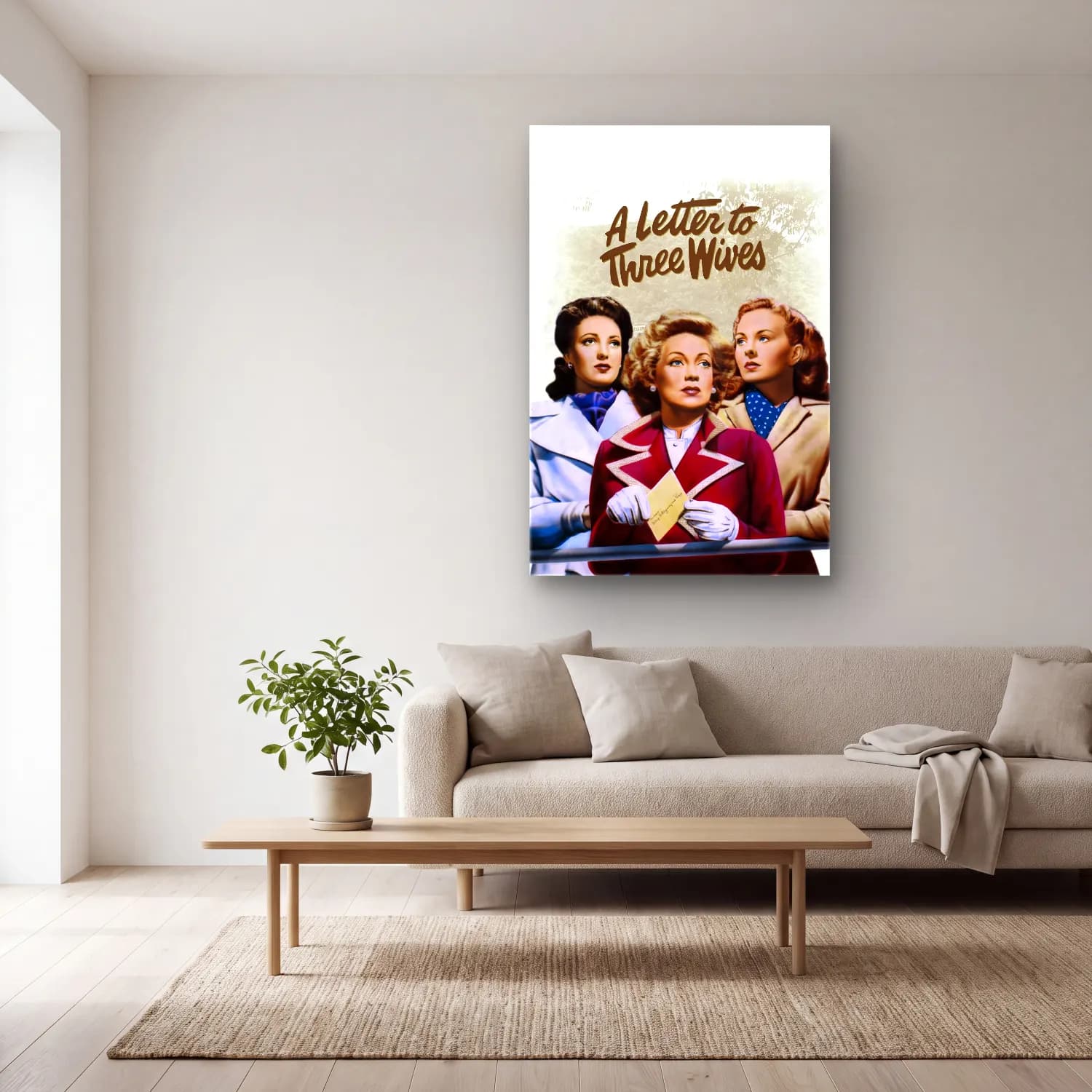 Vintage Poster Harf Posteri – Turkuaz Tonlar cam tablo — açık renk salonda