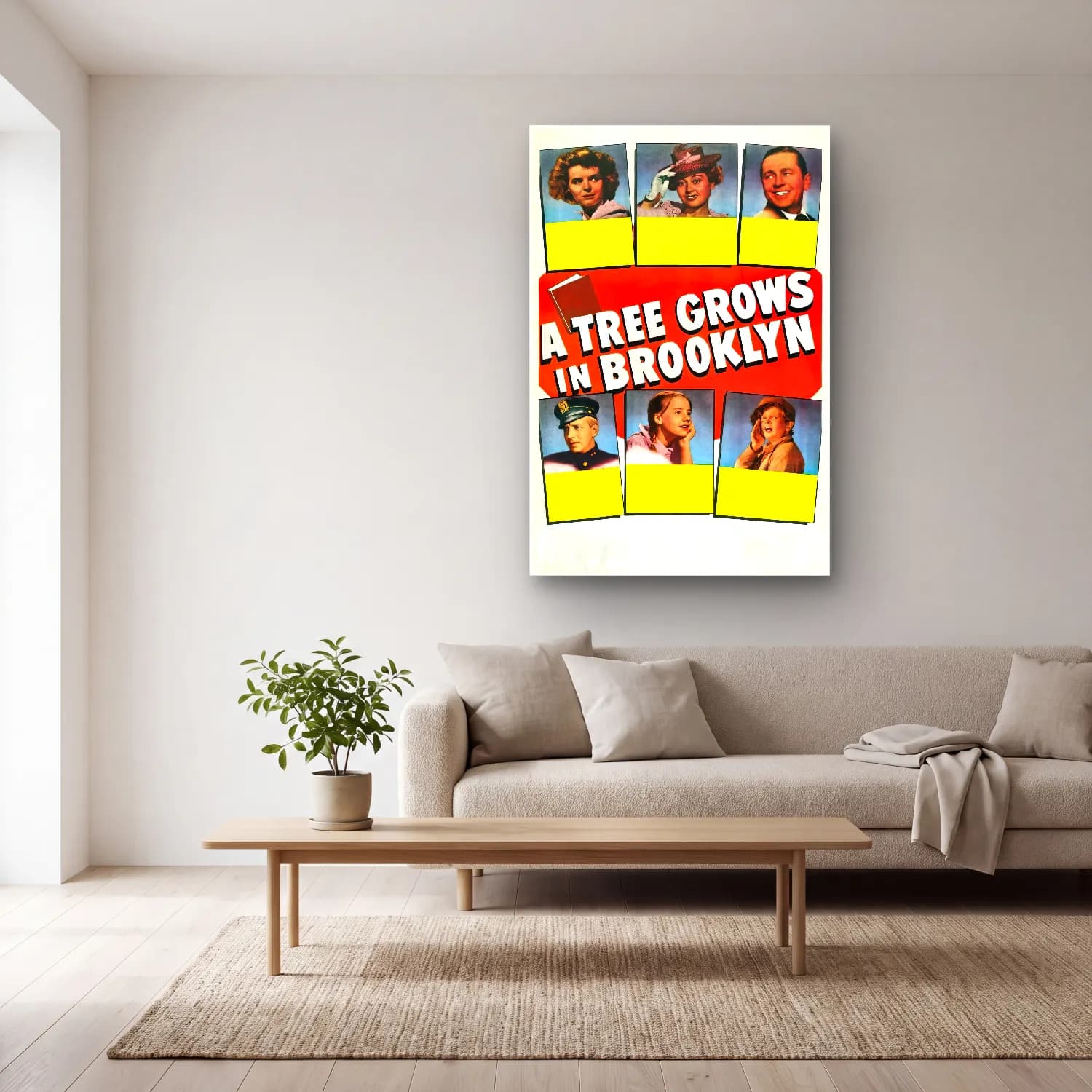 Vintage Poster Kiraz Çiçekleri – Yeşil Tonlar cam tablo — açık renk salonda