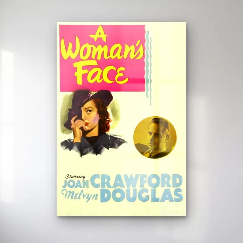 Vintage Poster Kadın Portresi – Sarı Tonlar cam tablo — Vintage Poster Kadın Portresi – Sarı Tonlar — vintage poster kadın portresi