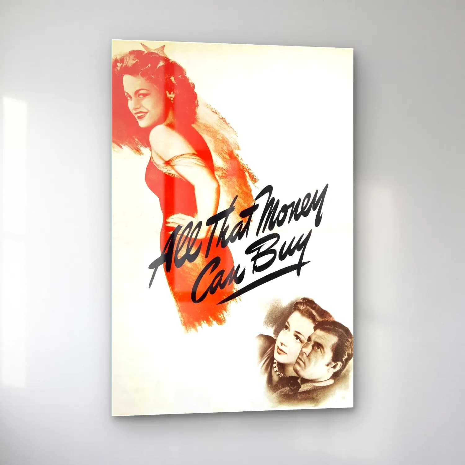 Vintage Poster Yazılı Tasarım No. 72 cam tablo — sol açıdan görünüm