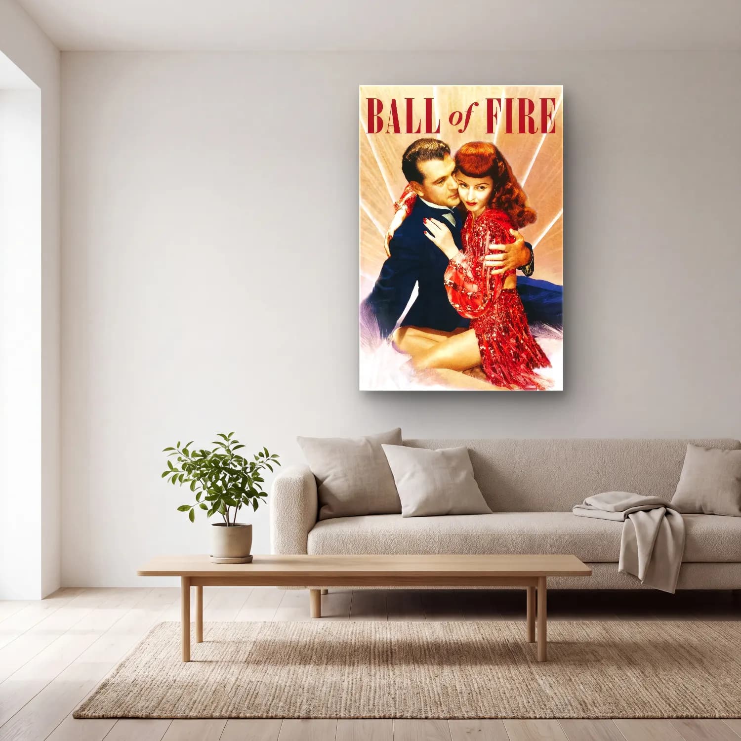 Vintage Poster Aşıklar No. 38 cam tablo — açık renk salonda