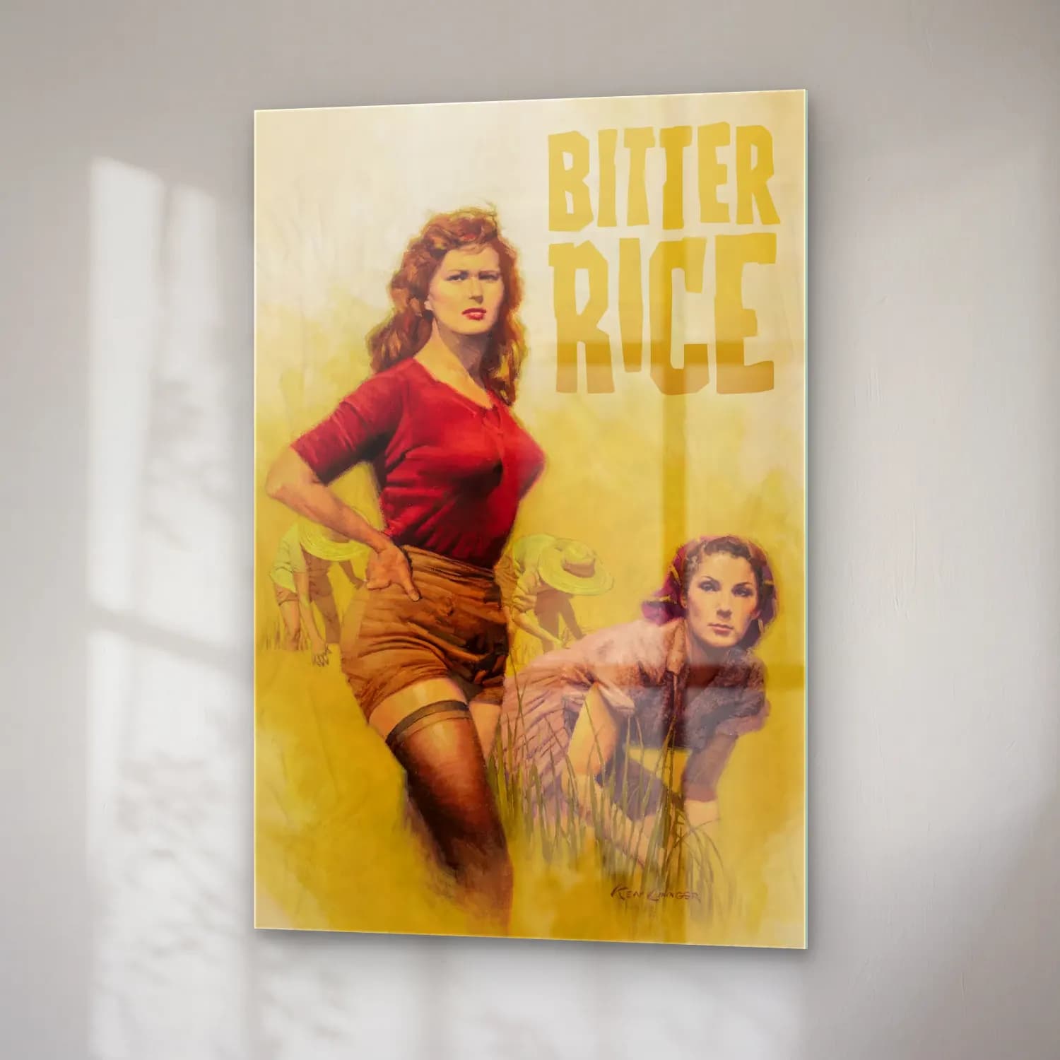 Vintage Poster Buğday Tarlası cam tablo — sağ açıdan görünüm