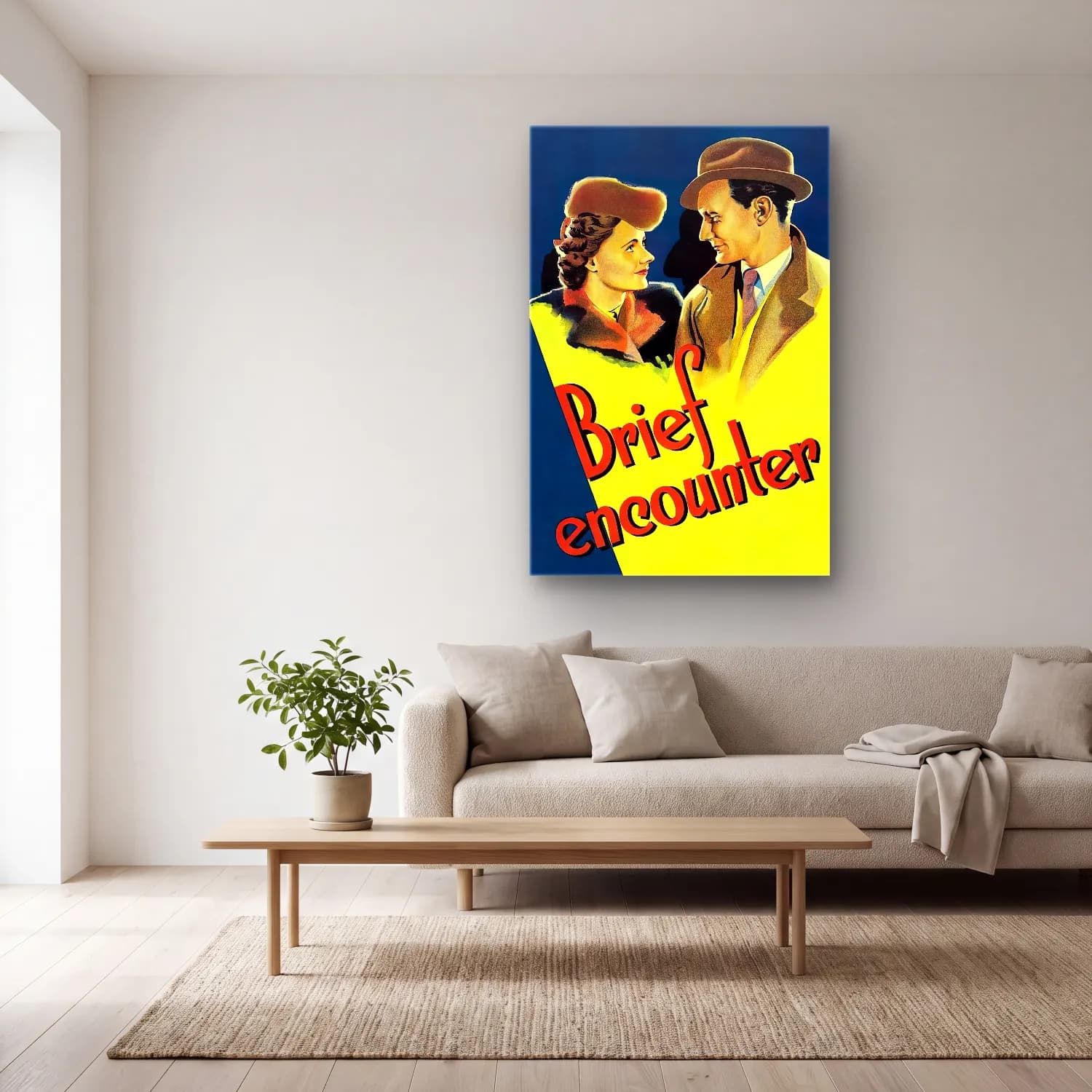 Vintage Poster Şapkalı Kadın No. 19 cam tablo — açık renk salonda