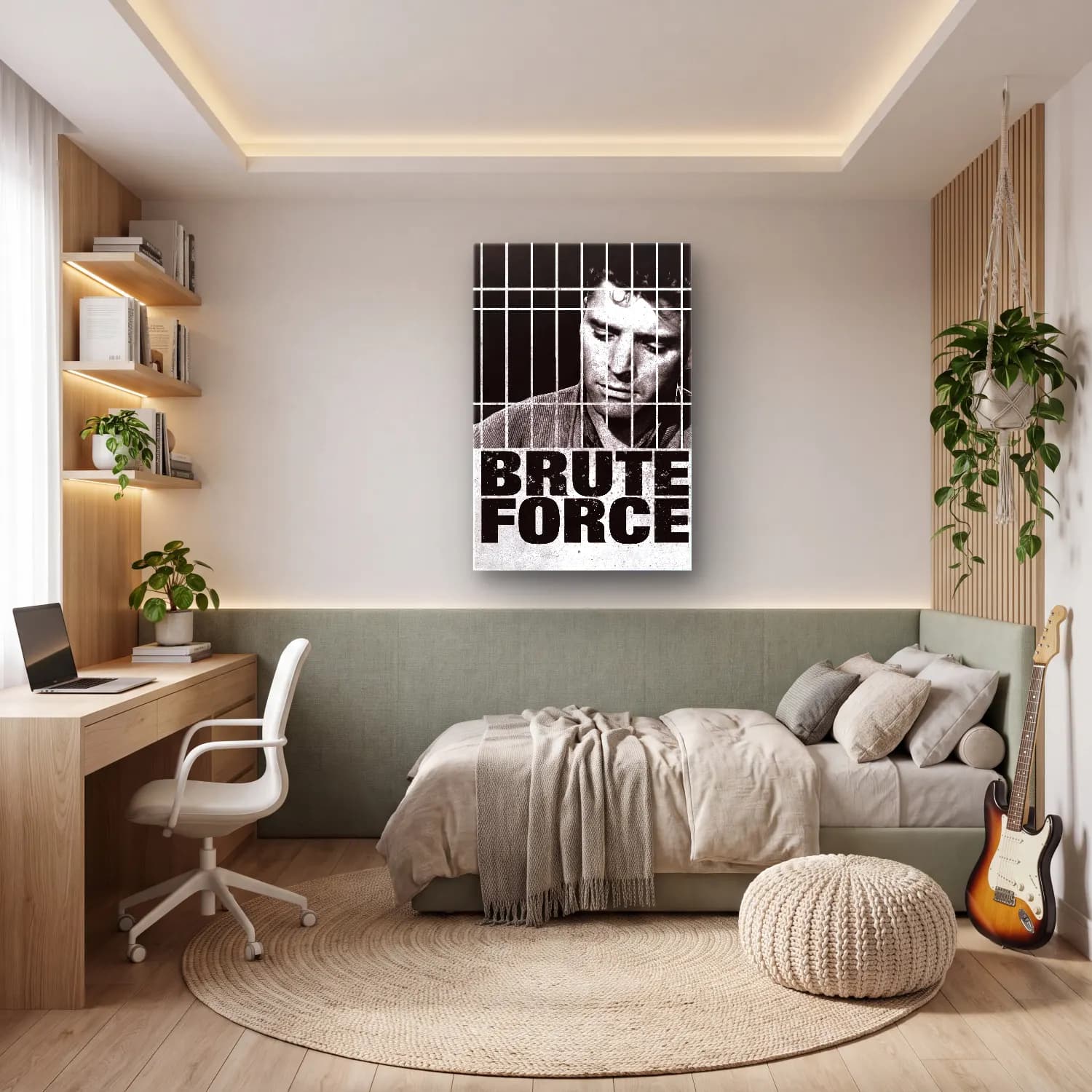 Vintage Poster Erkek Portresi No. 24 cam tablo — genç odasında