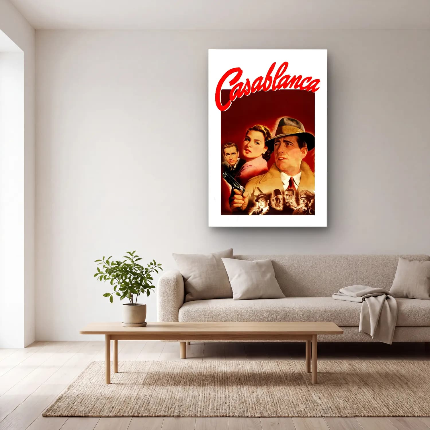 Vintage Poster Kalabalık Cadde No. 7 cam tablo — açık renk salonda