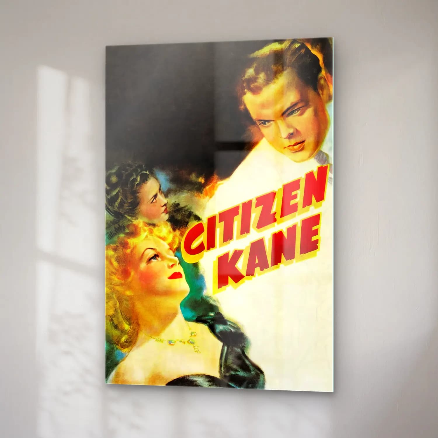 Vintage Poster Kalabalık Cadde – Turuncu Tonlar cam tablo — sağ açıdan görünüm
