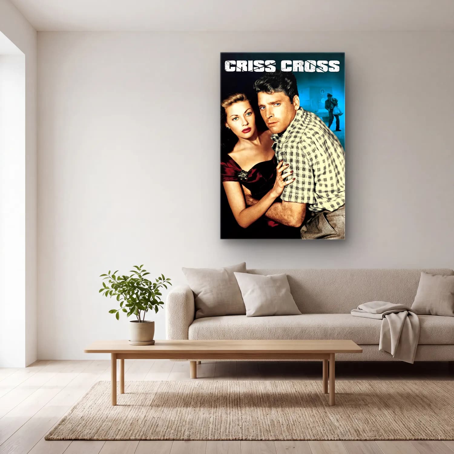 Vintage Poster Aşıklar No. 39 cam tablo — açık renk salonda