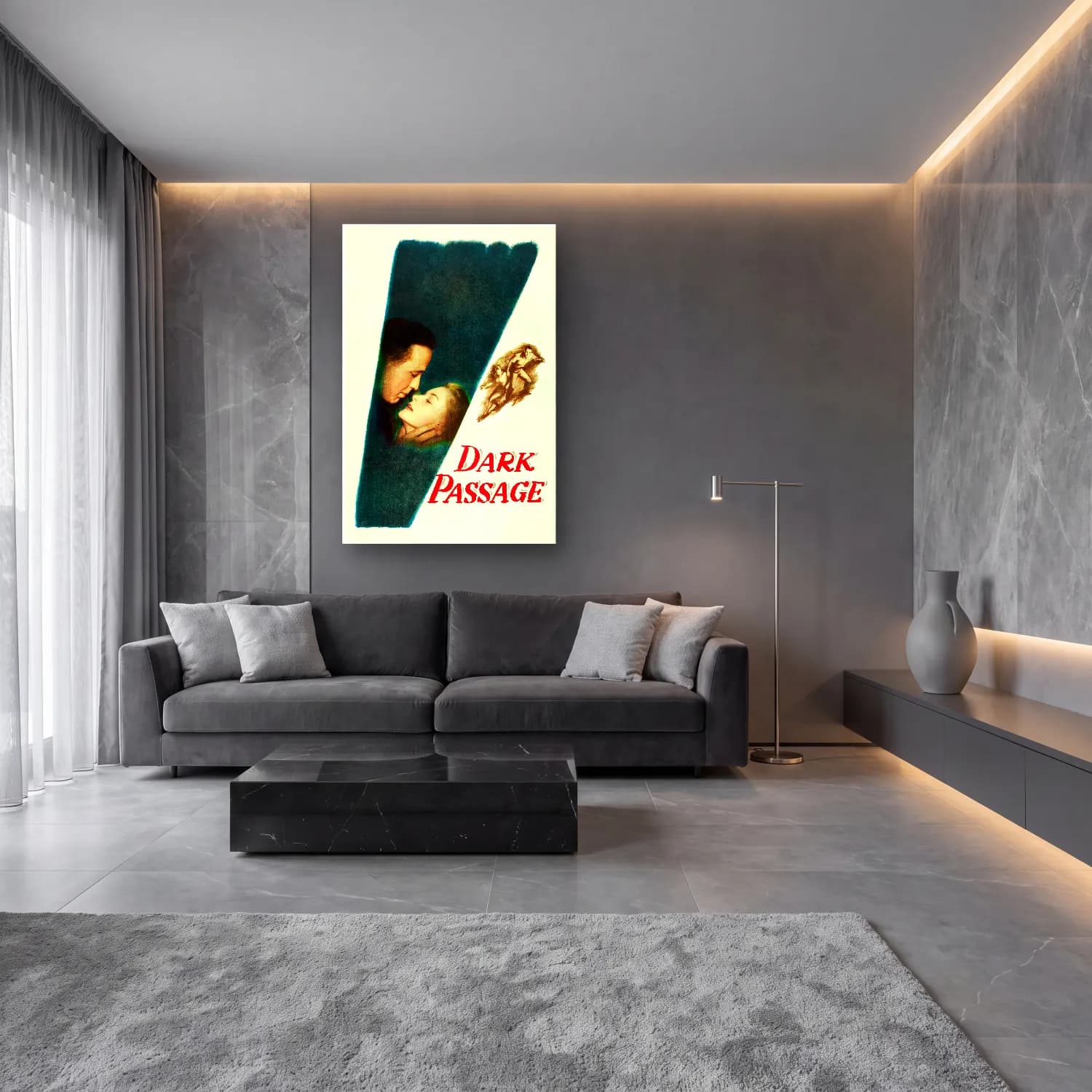 Vintage Poster Aşıklar No. 40 cam tablo — lüks salon duvarında