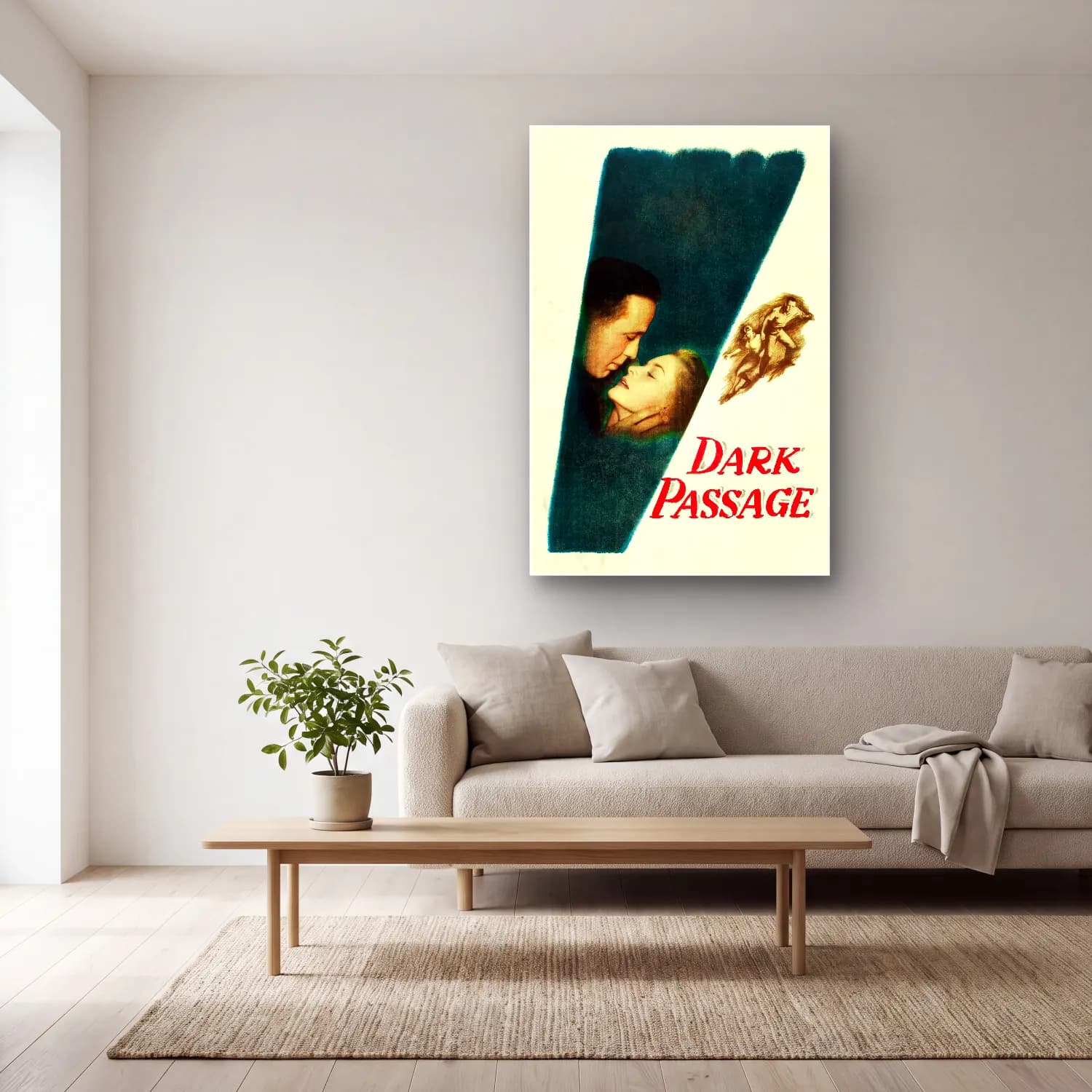Vintage Poster Aşıklar No. 40 cam tablo — açık renk salonda