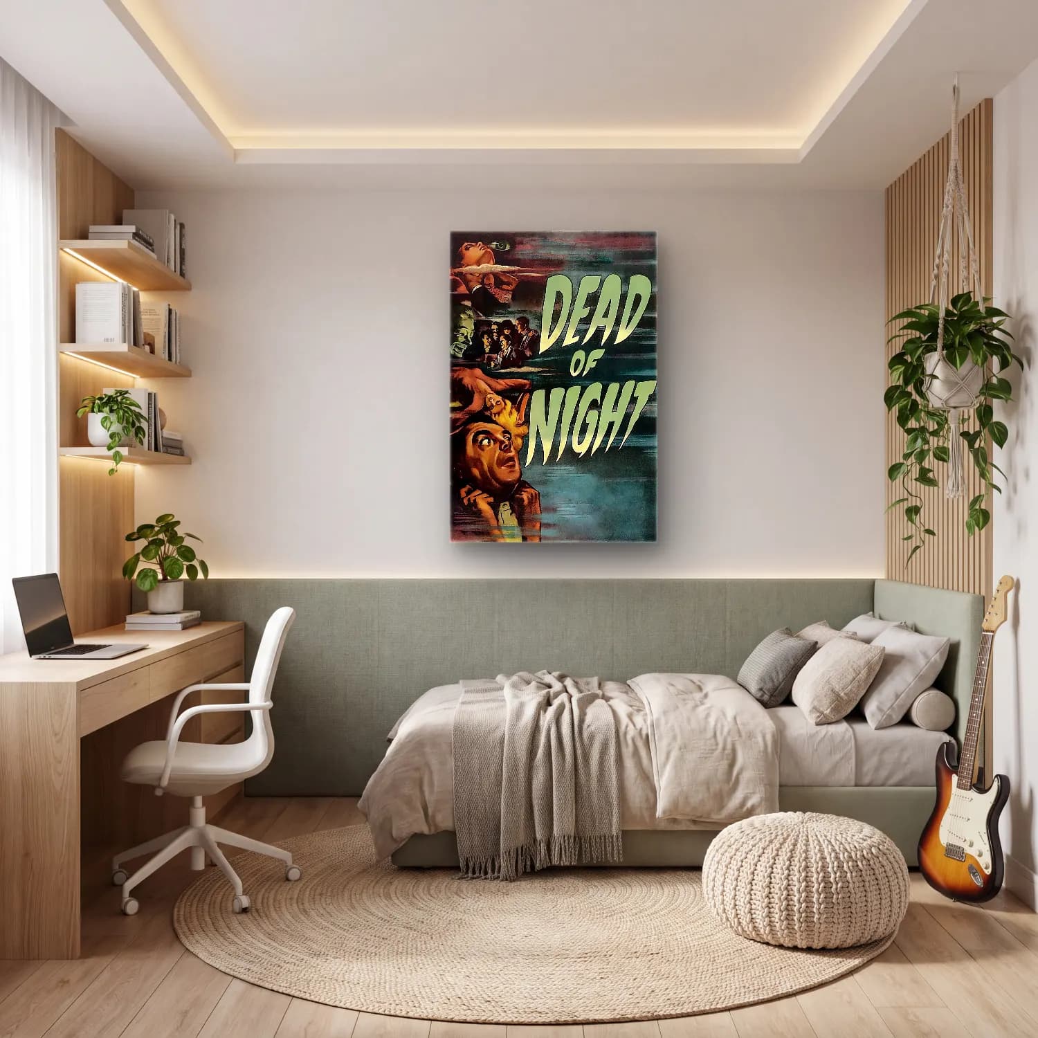 Vintage Poster Gece Şehir No. 2 cam tablo — genç odasında
