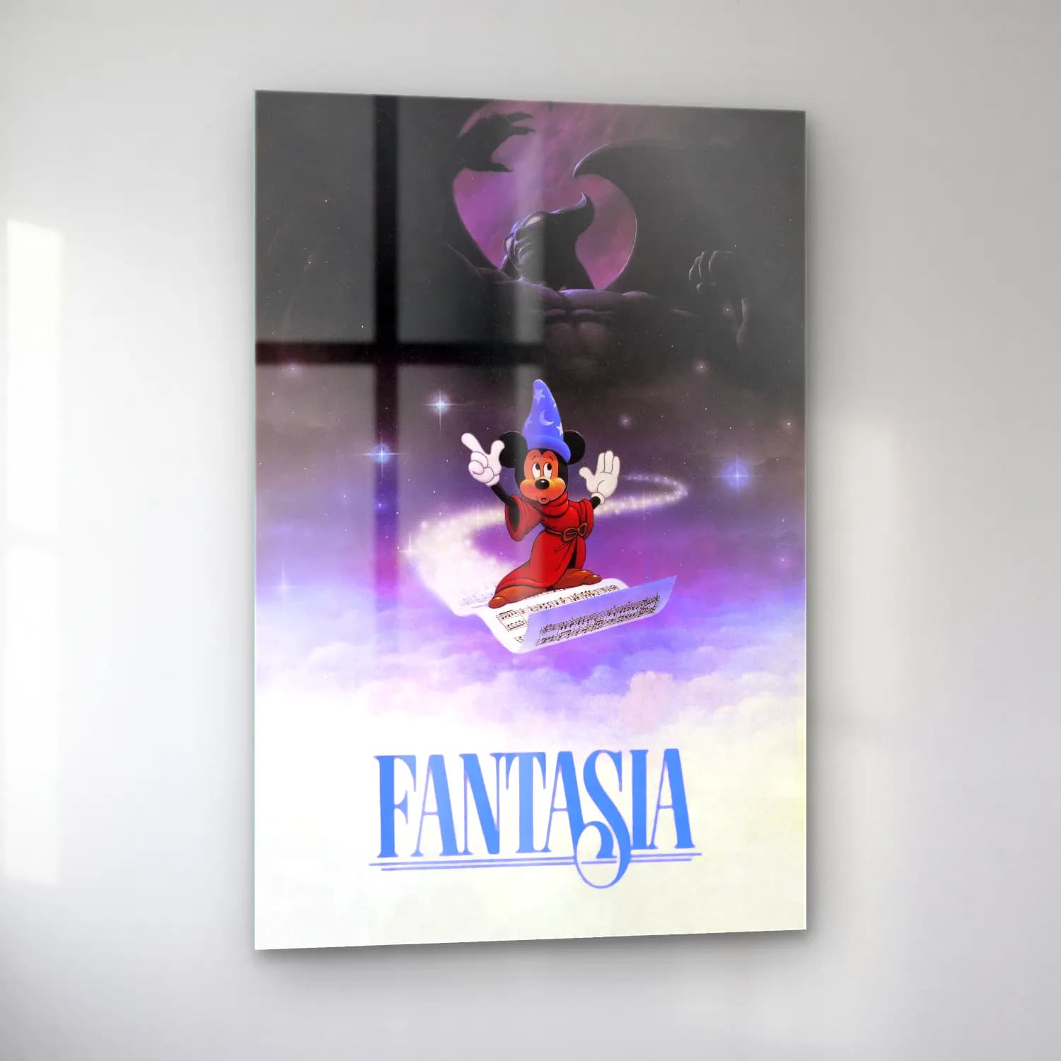 Vintage Poster Şato – Mavi Tonlar cam tablo — sol açıdan görünüm