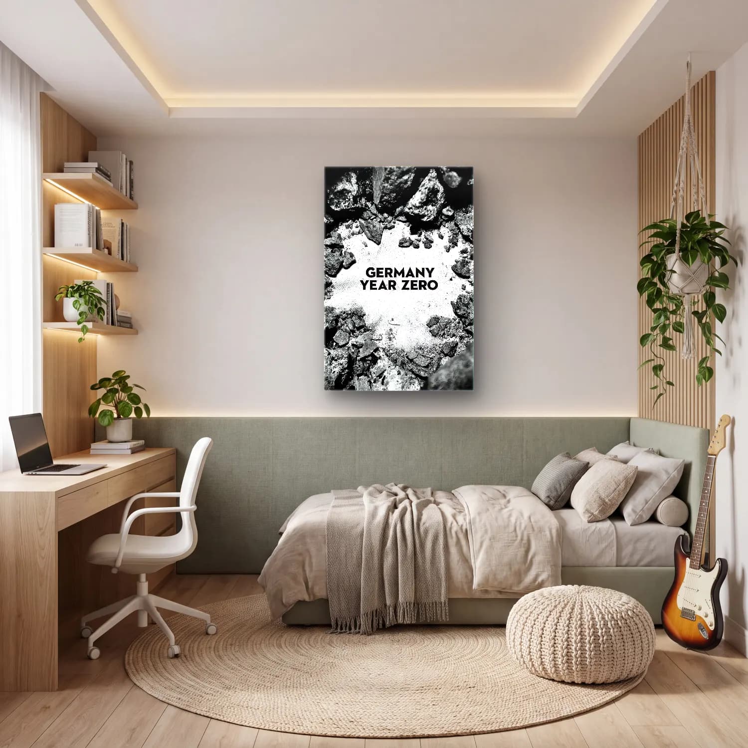Bauhaus Yazılı Tasarım No. 32 cam tablo — genç odasında