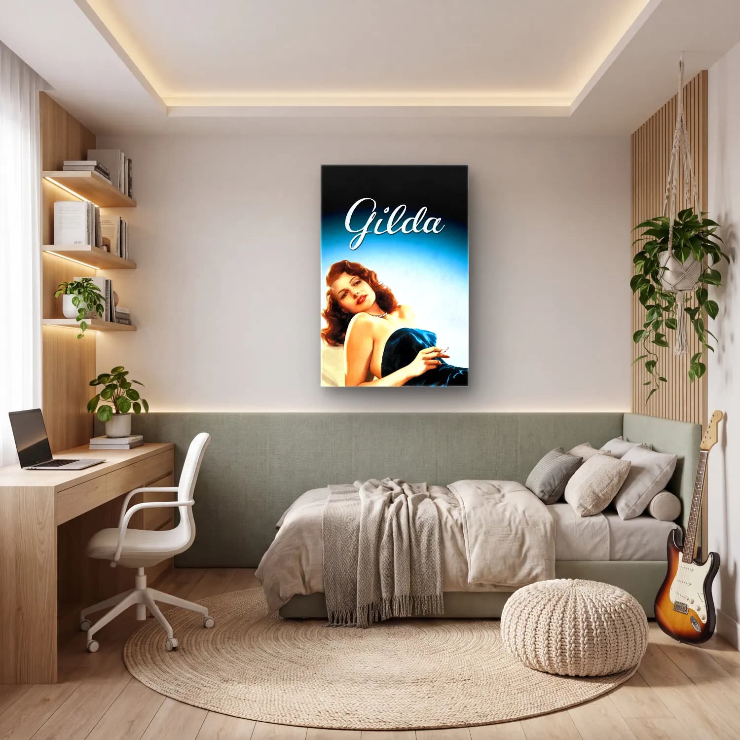 Vintage Poster Elbiseli Kadın No. 43 cam tablo — genç odasında