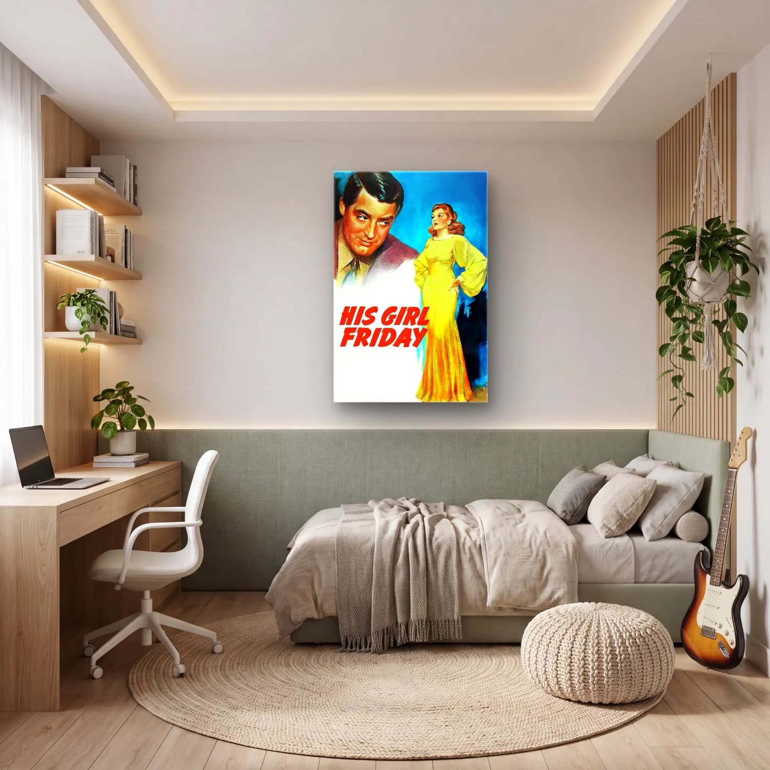 Vintage Poster Elbiseli Kadın No. 44 cam tablo — genç odasında