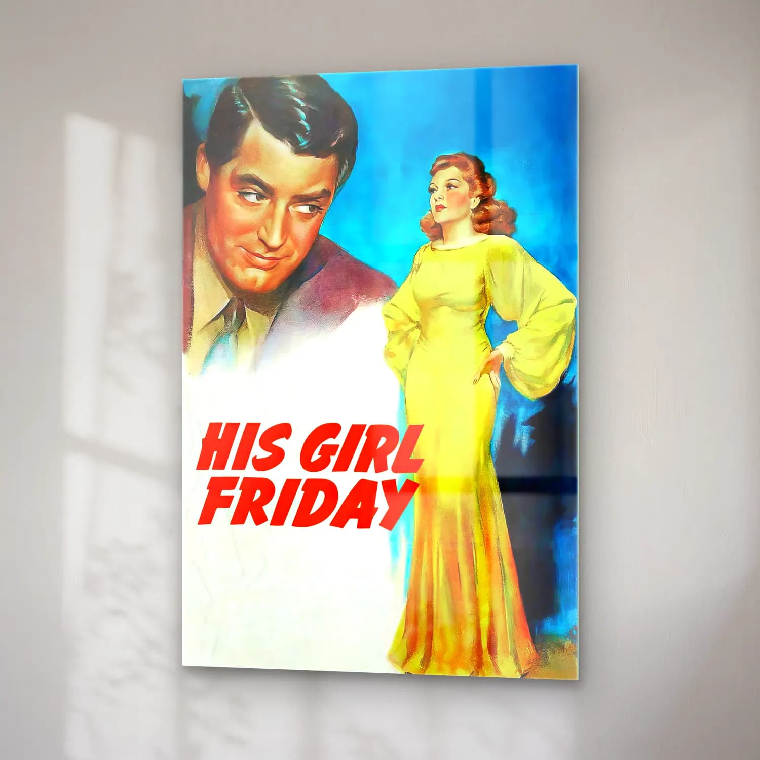 Vintage Poster Elbiseli Kadın No. 44 cam tablo — sağ açıdan görünüm