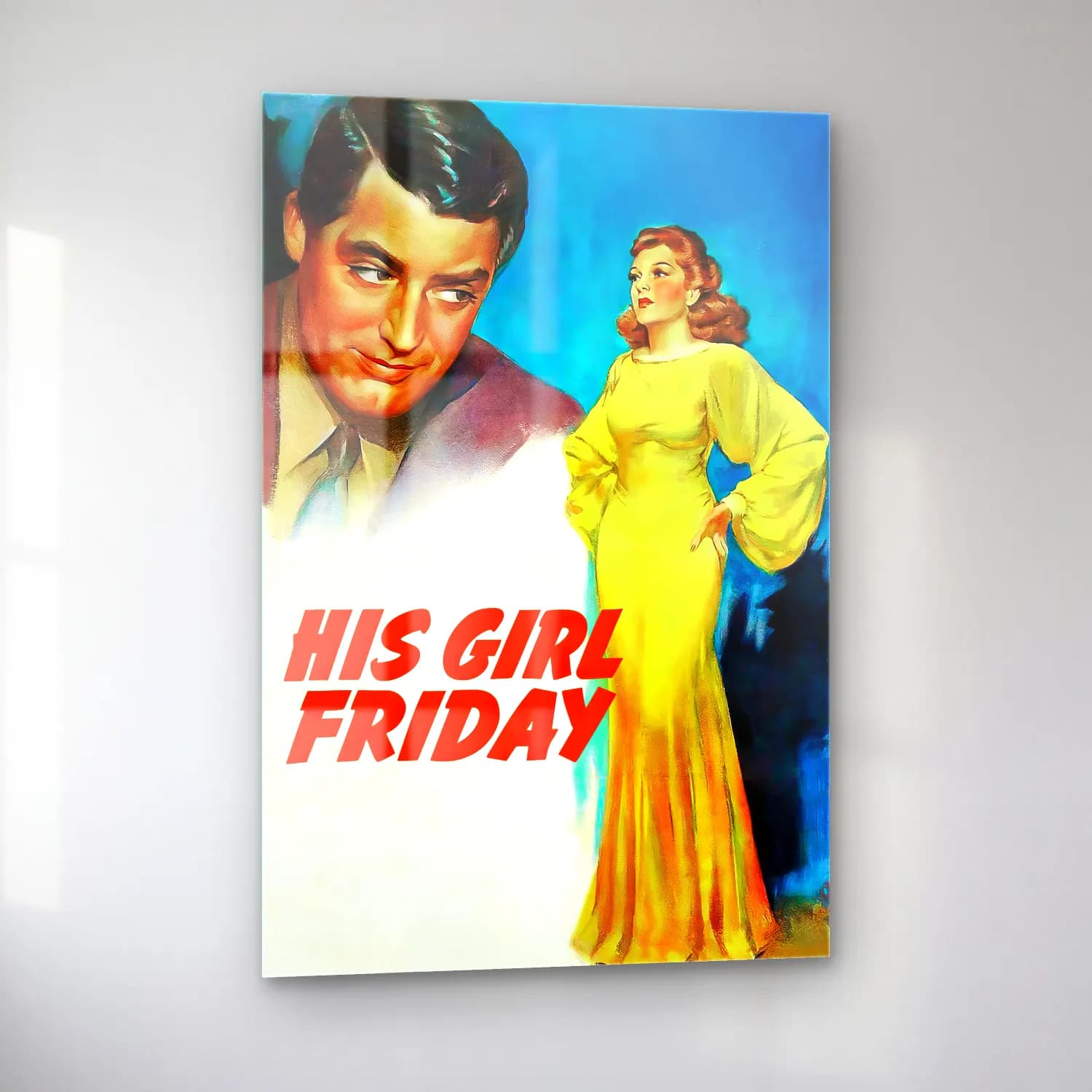 Vintage Poster Elbiseli Kadın No. 44 cam tablo — sol açıdan görünüm